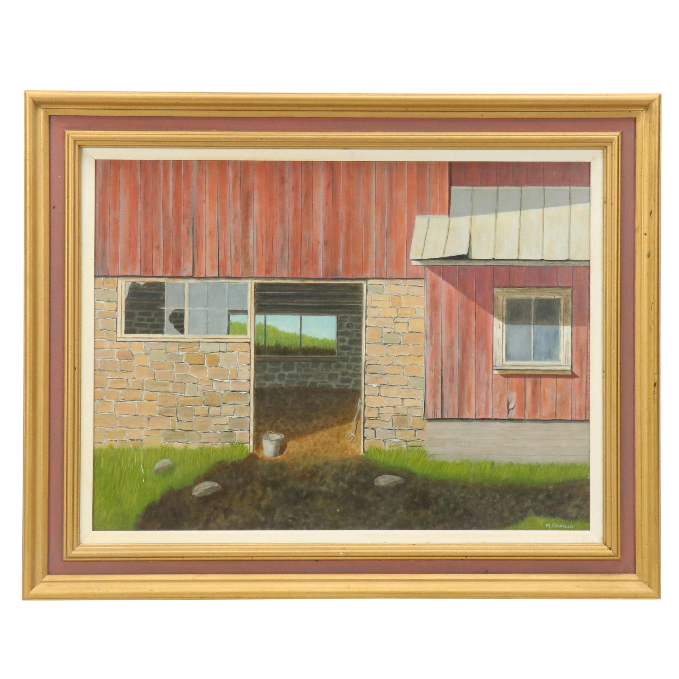 Martin W. Connelly Oil Painting "New York State Farm," Late 20th Century