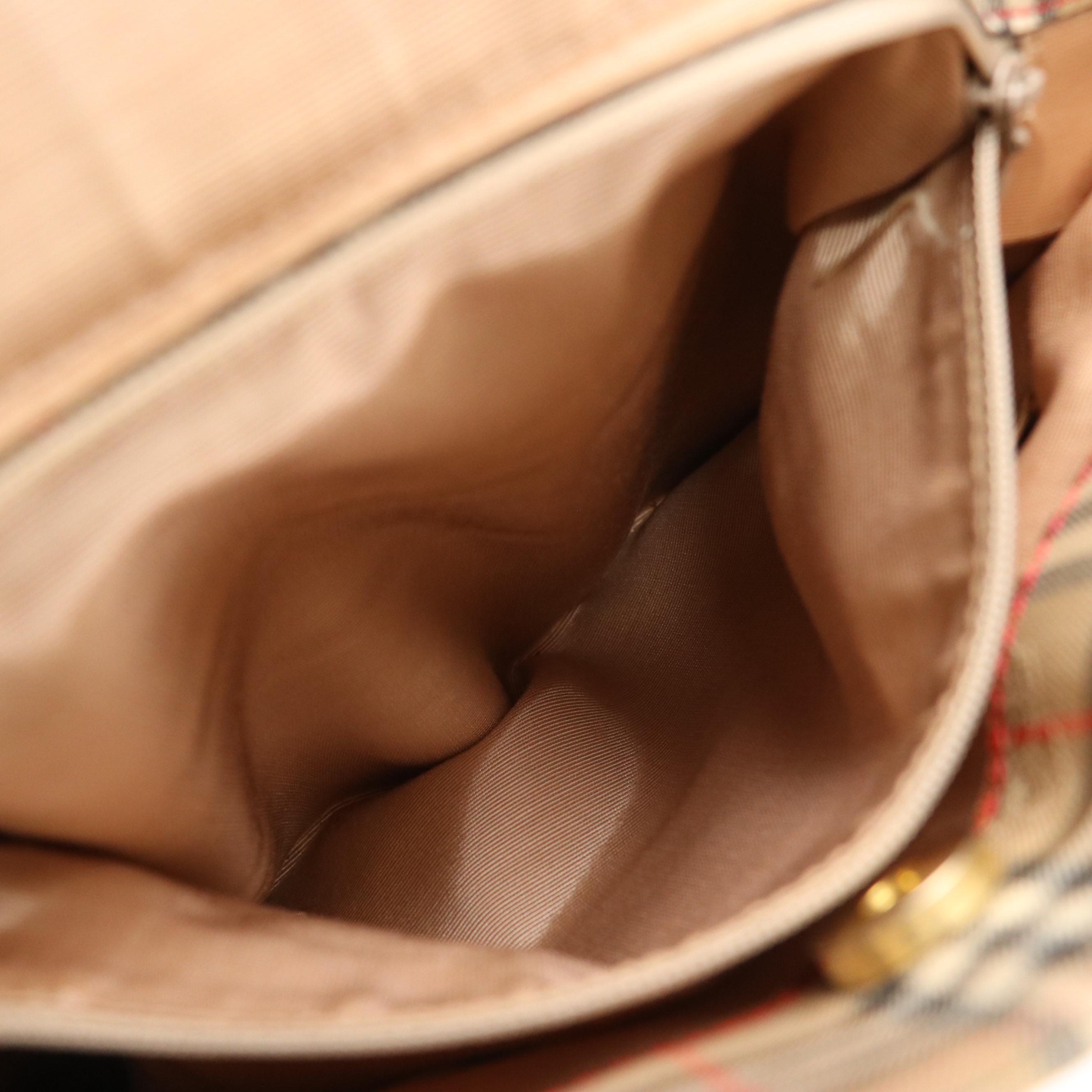 Burberry Shoulder Tote in Haymarket Check and Red Saffiano Leather