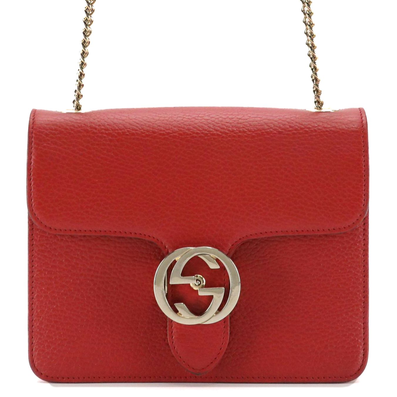 Gucci Interlocking GG Dollar Crossbody Bag in Red Grained Leather