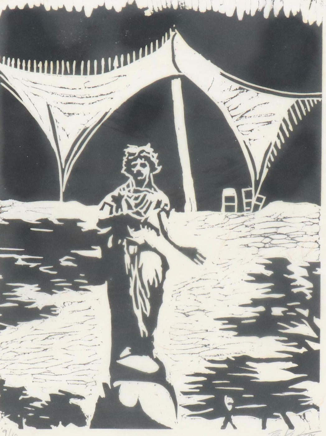 Relief Print of Robed Figure with ArtWorks Dedication, 1996