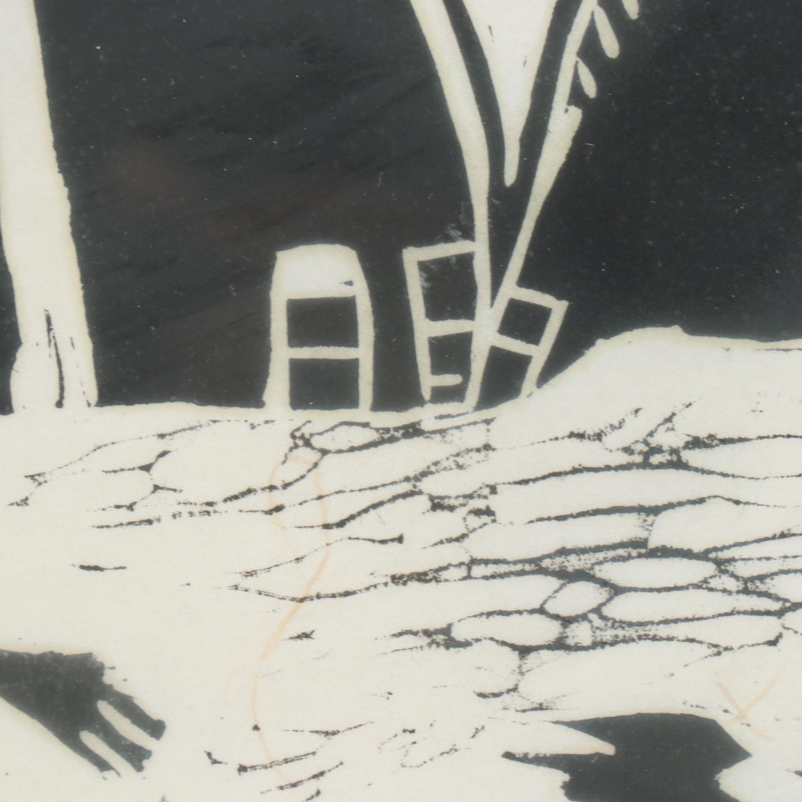 Relief Print of Robed Figure with ArtWorks Dedication, 1996