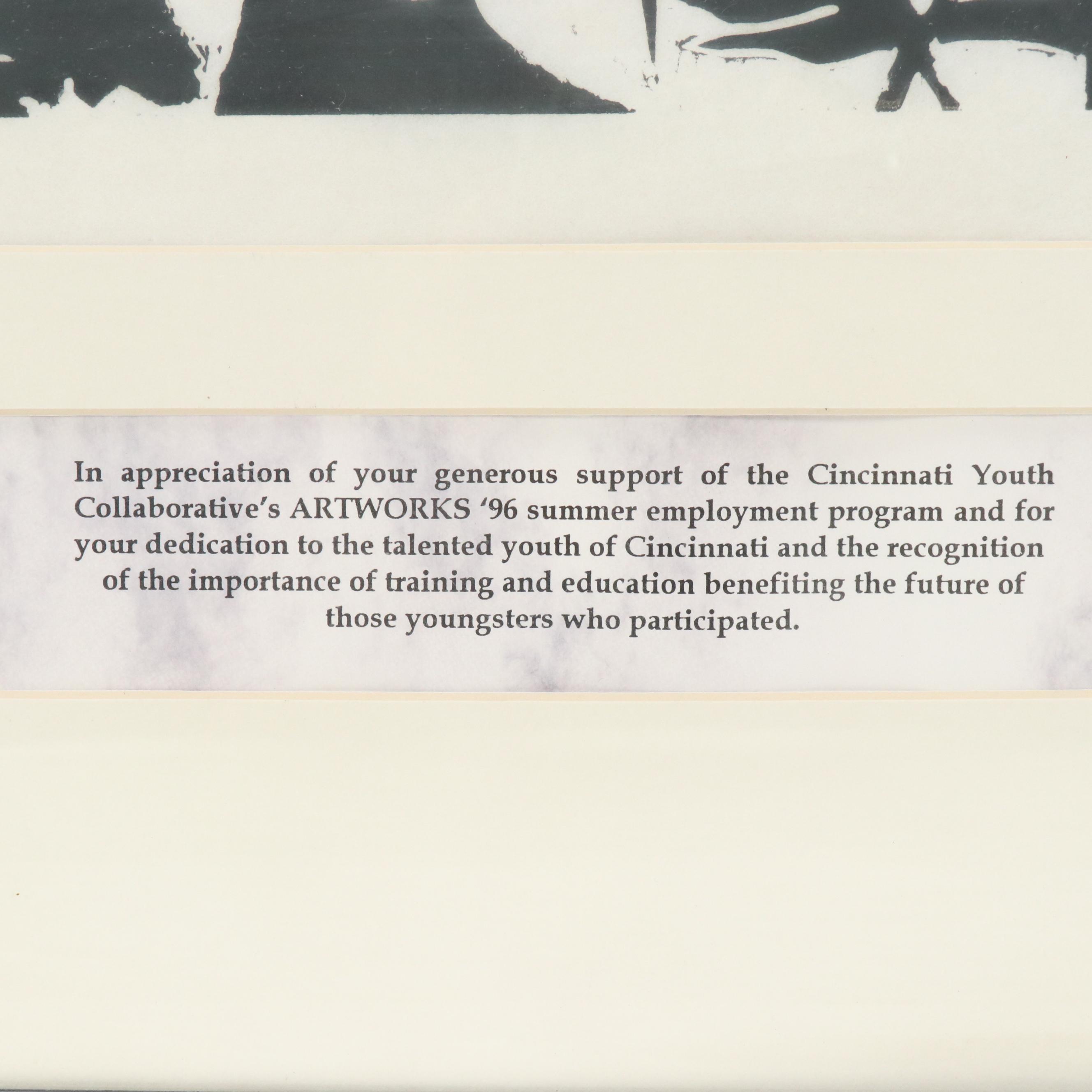 Relief Print of Robed Figure with ArtWorks Dedication, 1996