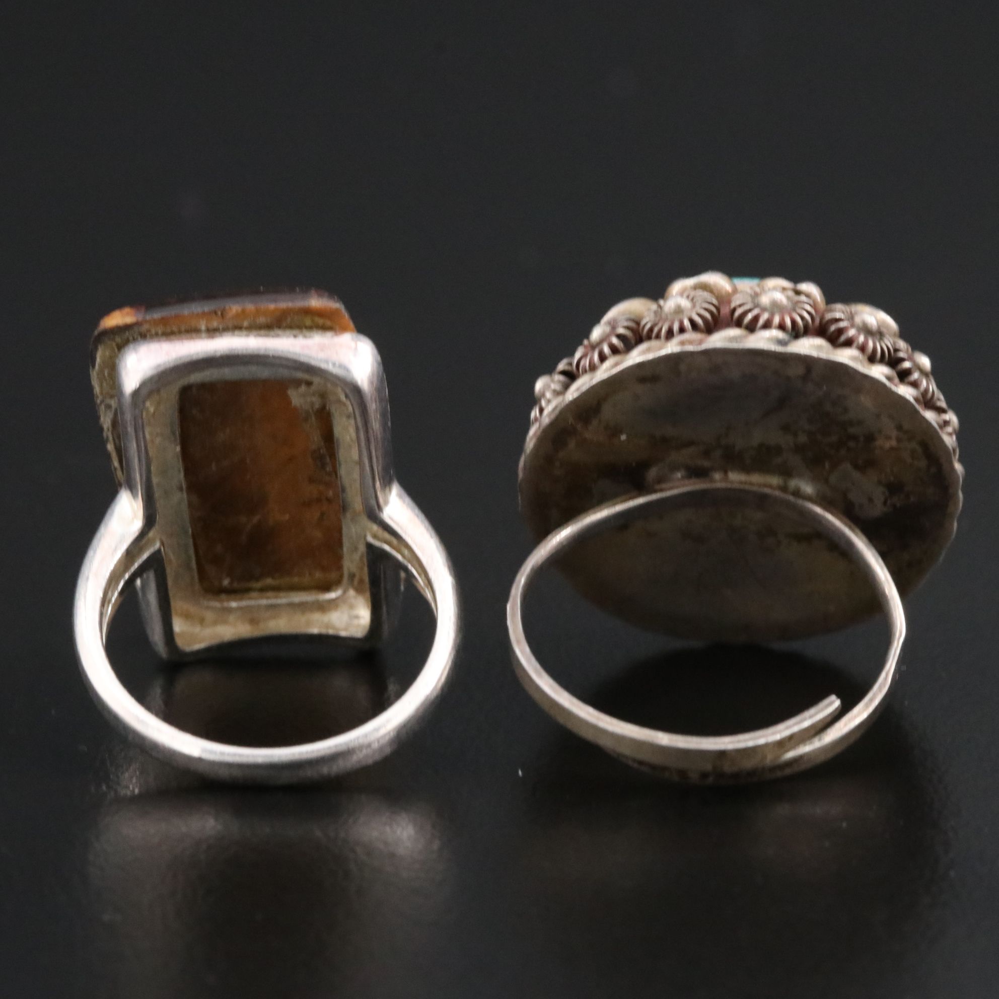 Sterling Tiger's Eye and Turquoise Rings