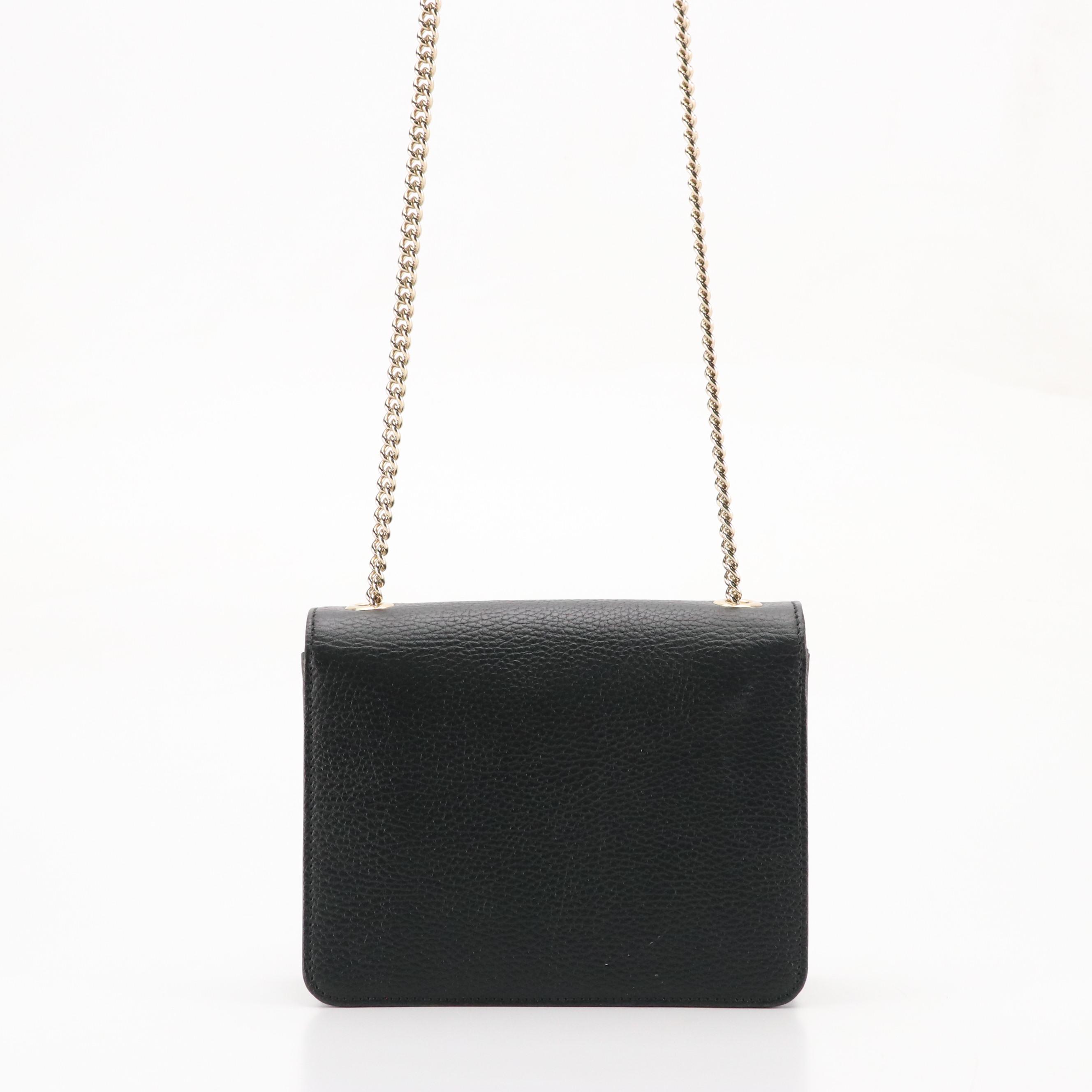 Gucci Interlocking GG Dollar Crossbody Bag in Black Grained Leather