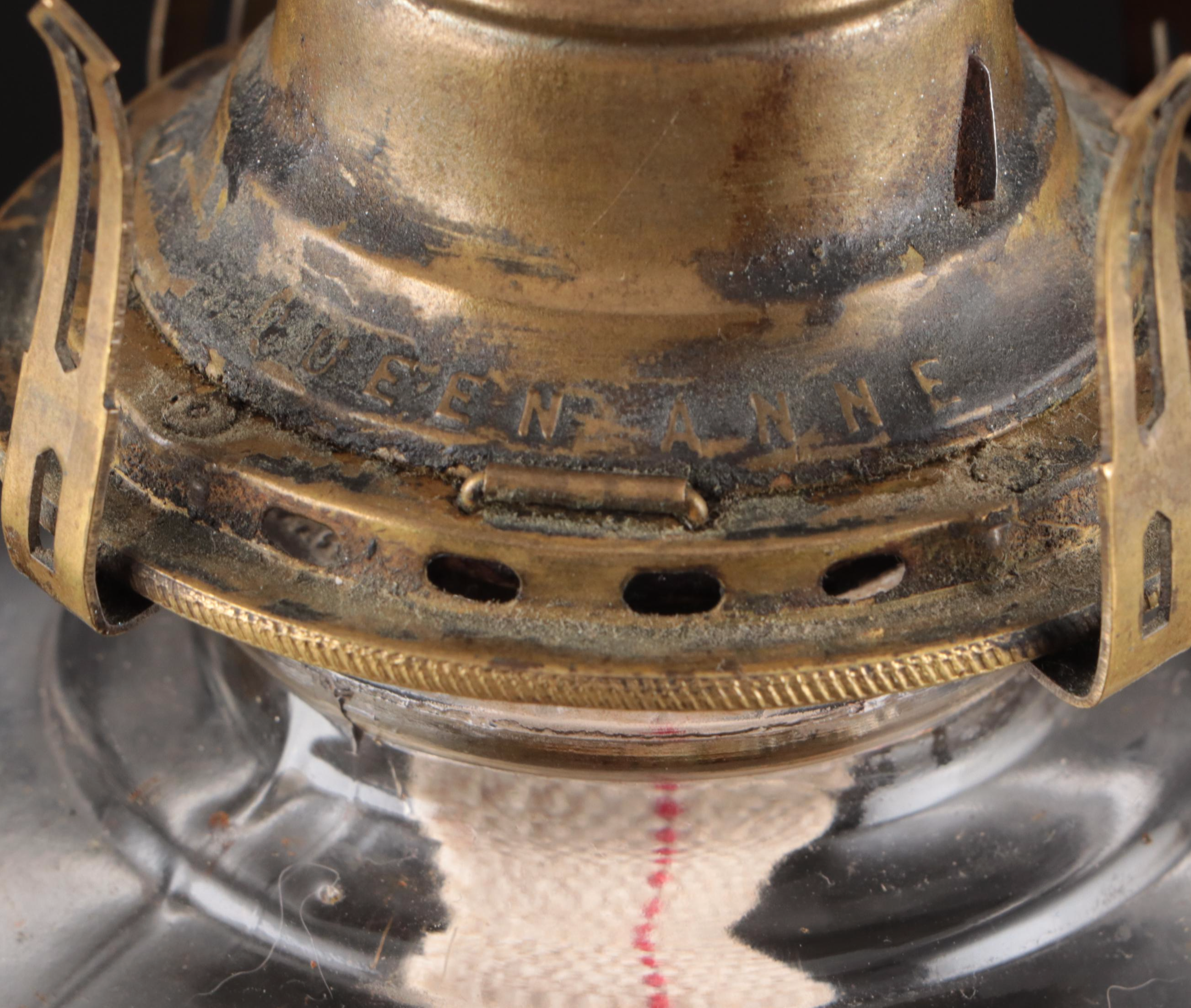 Scoville Glass Kerosene Table Lamp With Queen Anne Burner, Early 20th Century