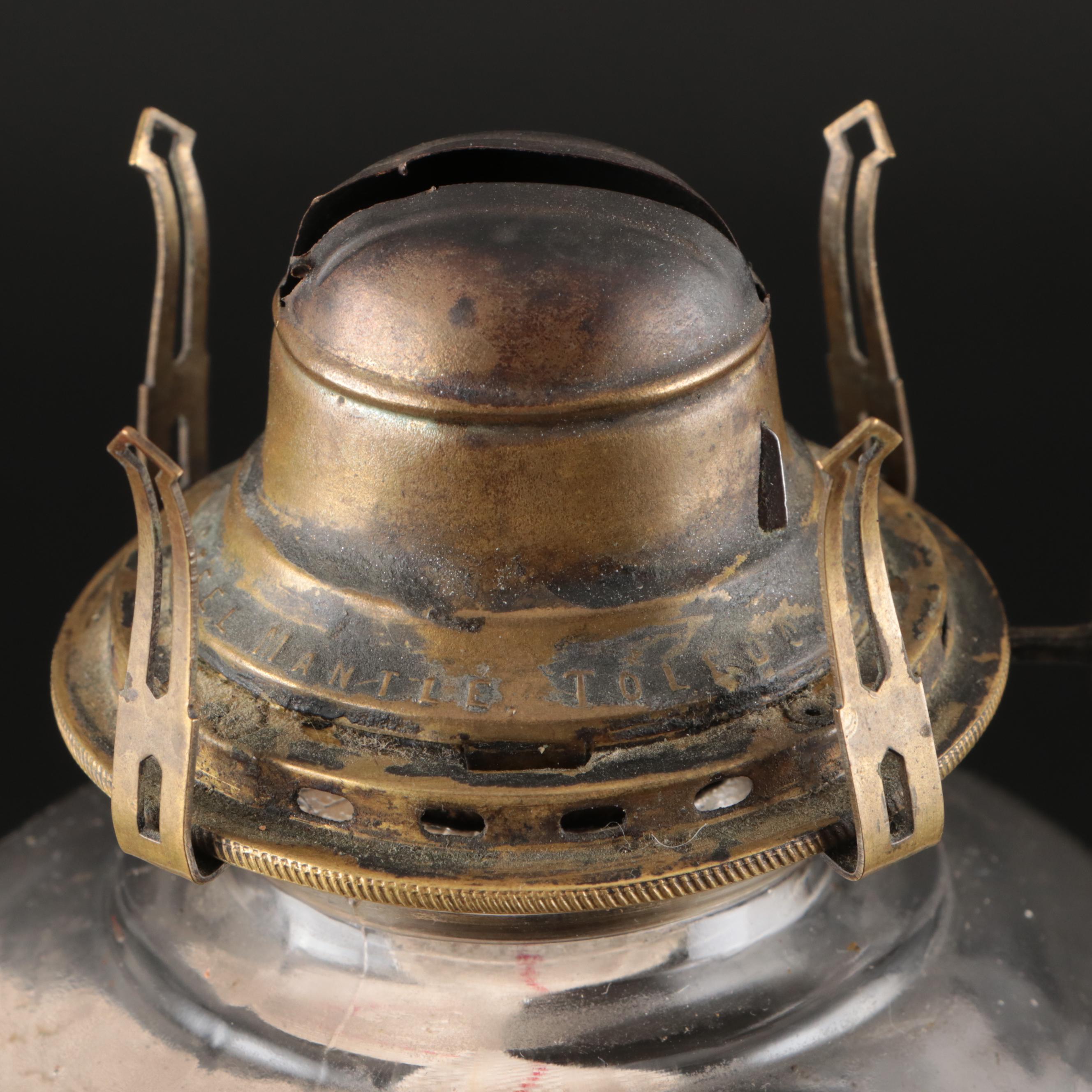 Scoville Glass Kerosene Table Lamp With Queen Anne Burner, Early 20th Century