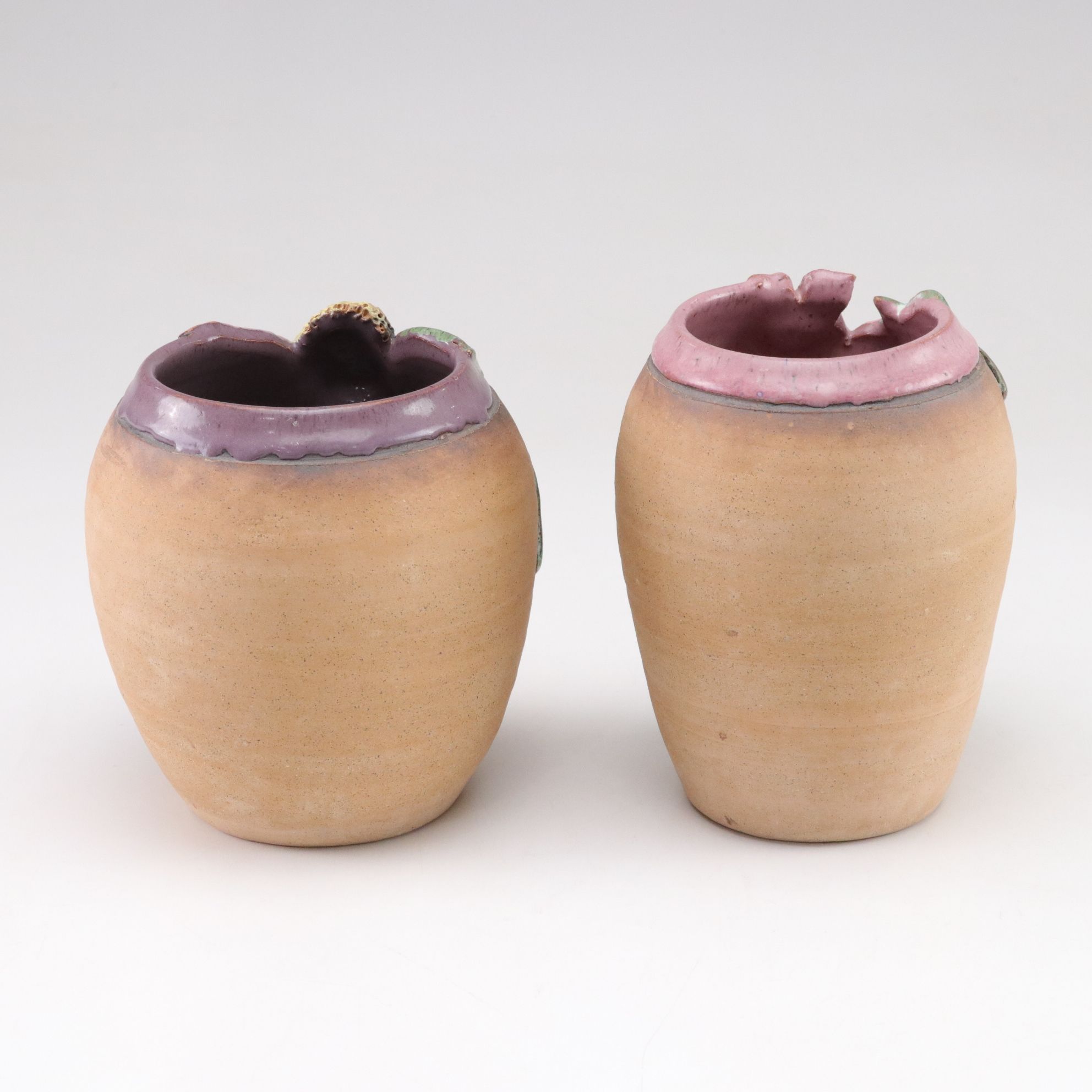 Old Patagonia Pottery Pink Flower Earthenware Vases