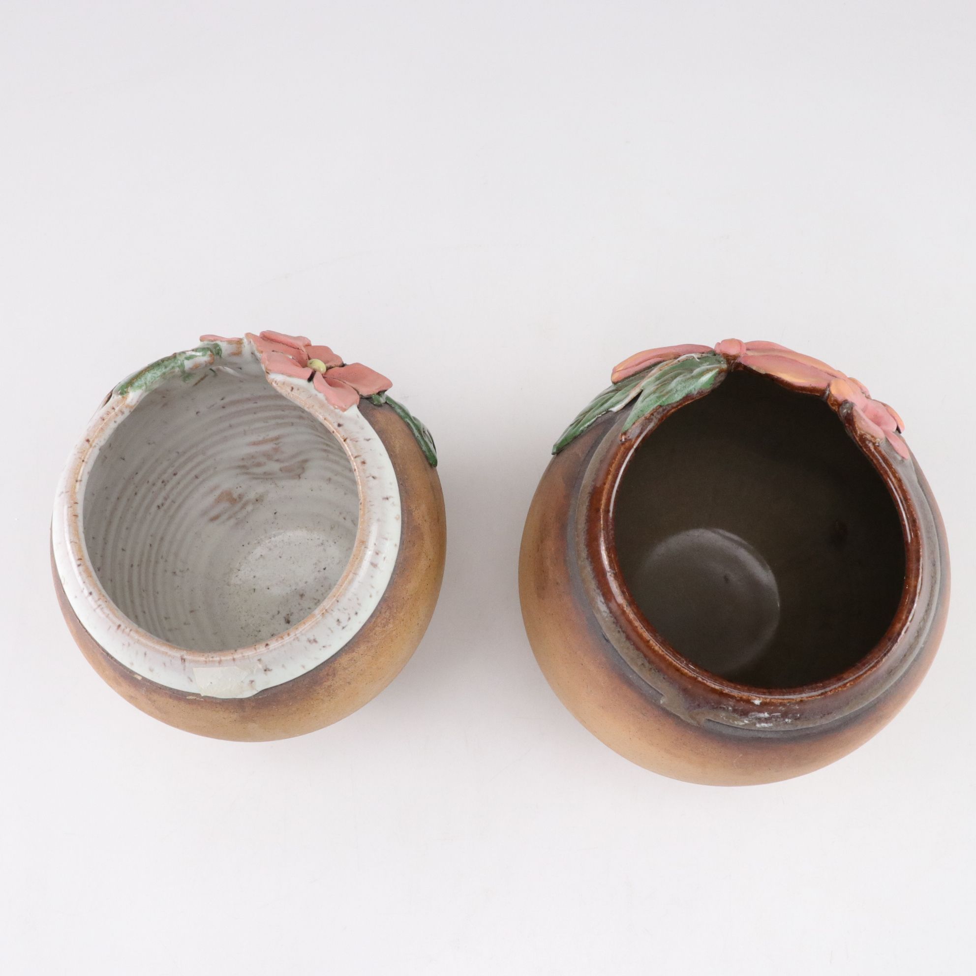 Old Patagonia Pottery Pink Flower Earthenware Vases