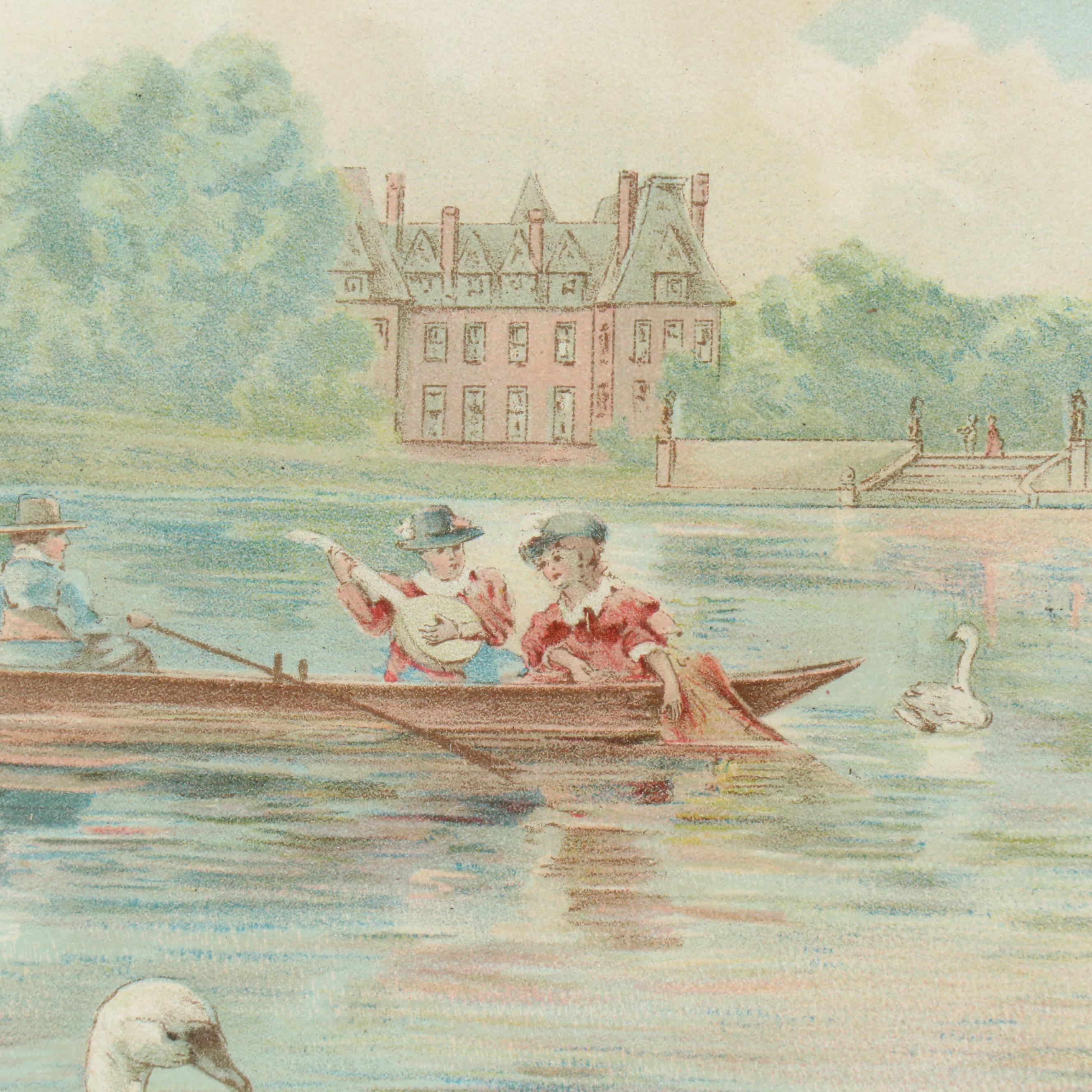 Victorian Chromolithograph of Fête Galante-Style Scene