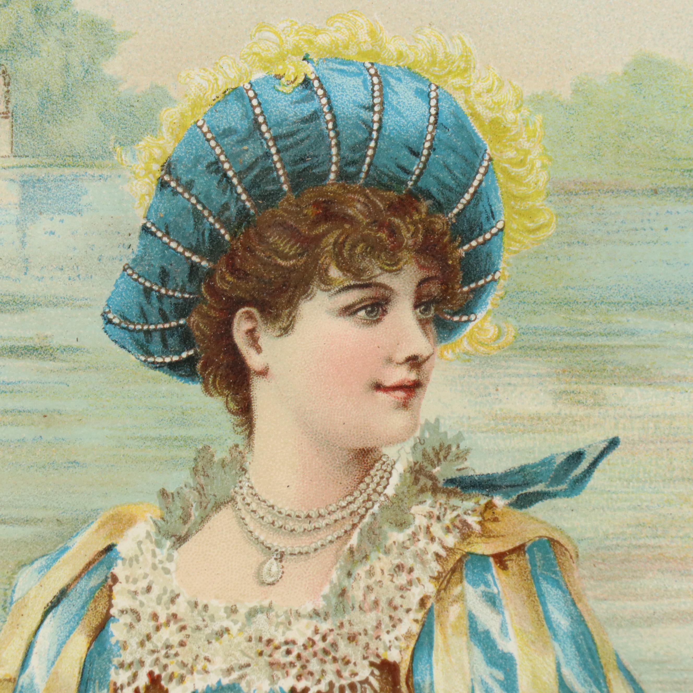 Victorian Chromolithograph of Fête Galante-Style Scene