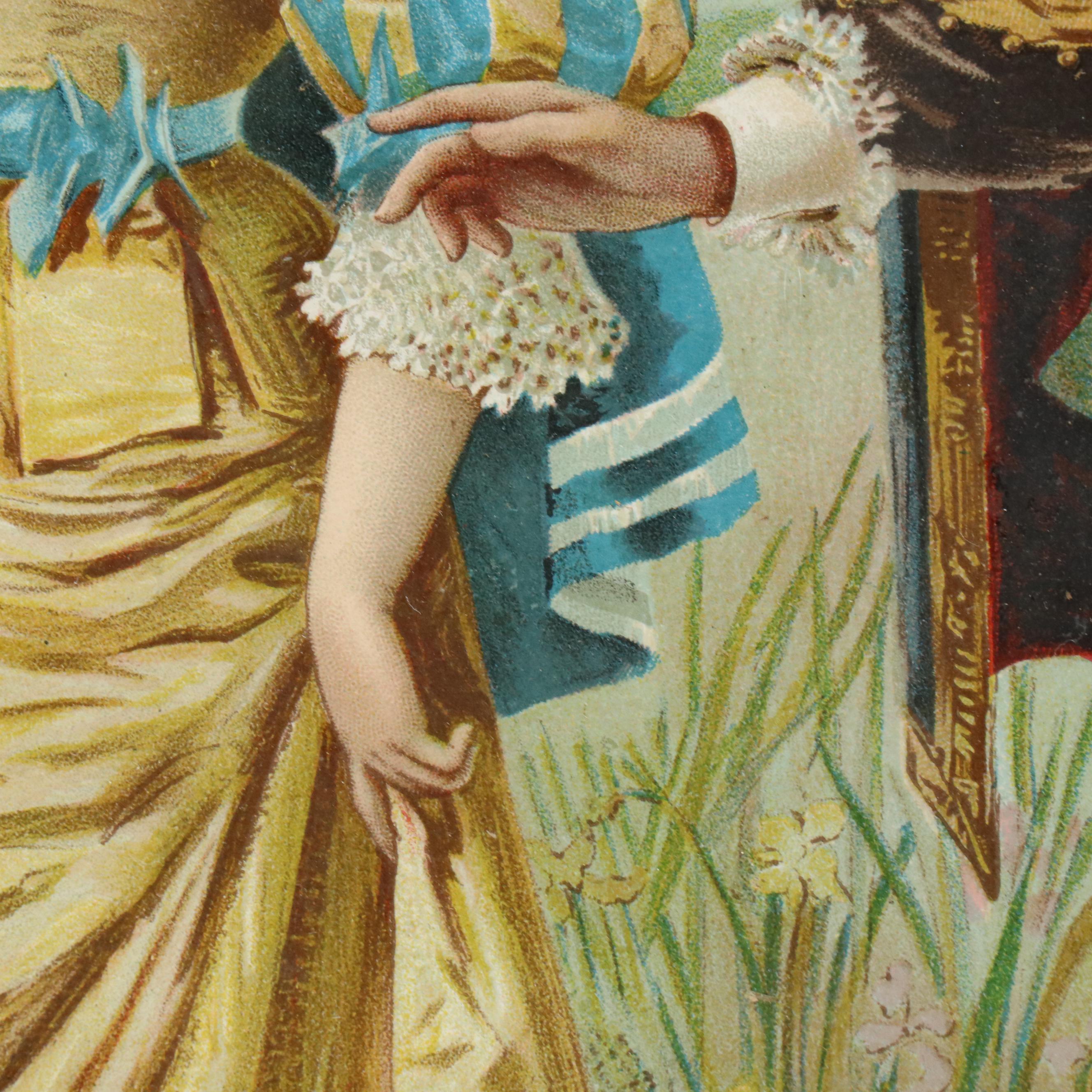 Victorian Chromolithograph of Fête Galante-Style Scene