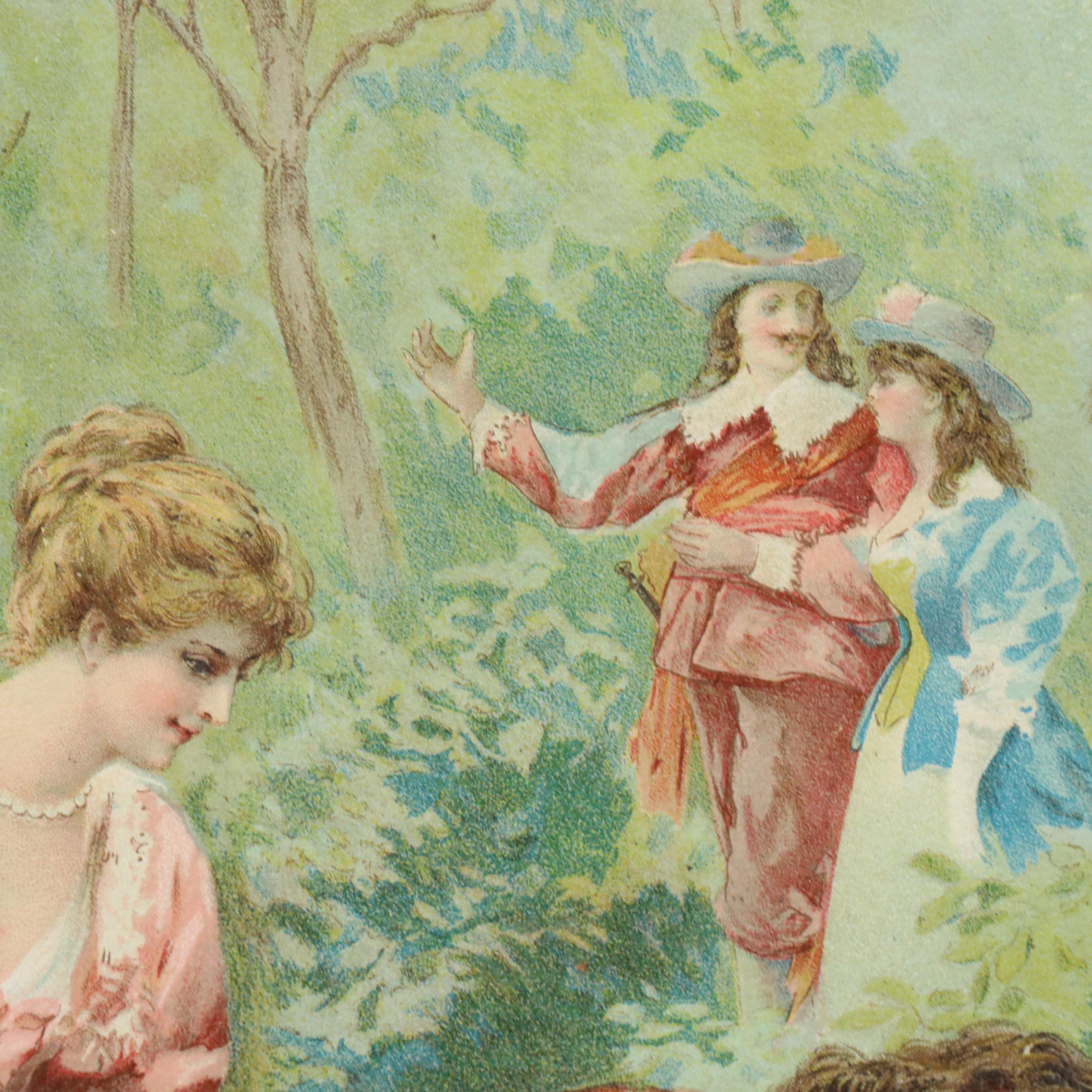 Victorian Chromolithograph of Fête Galante-Style Scene