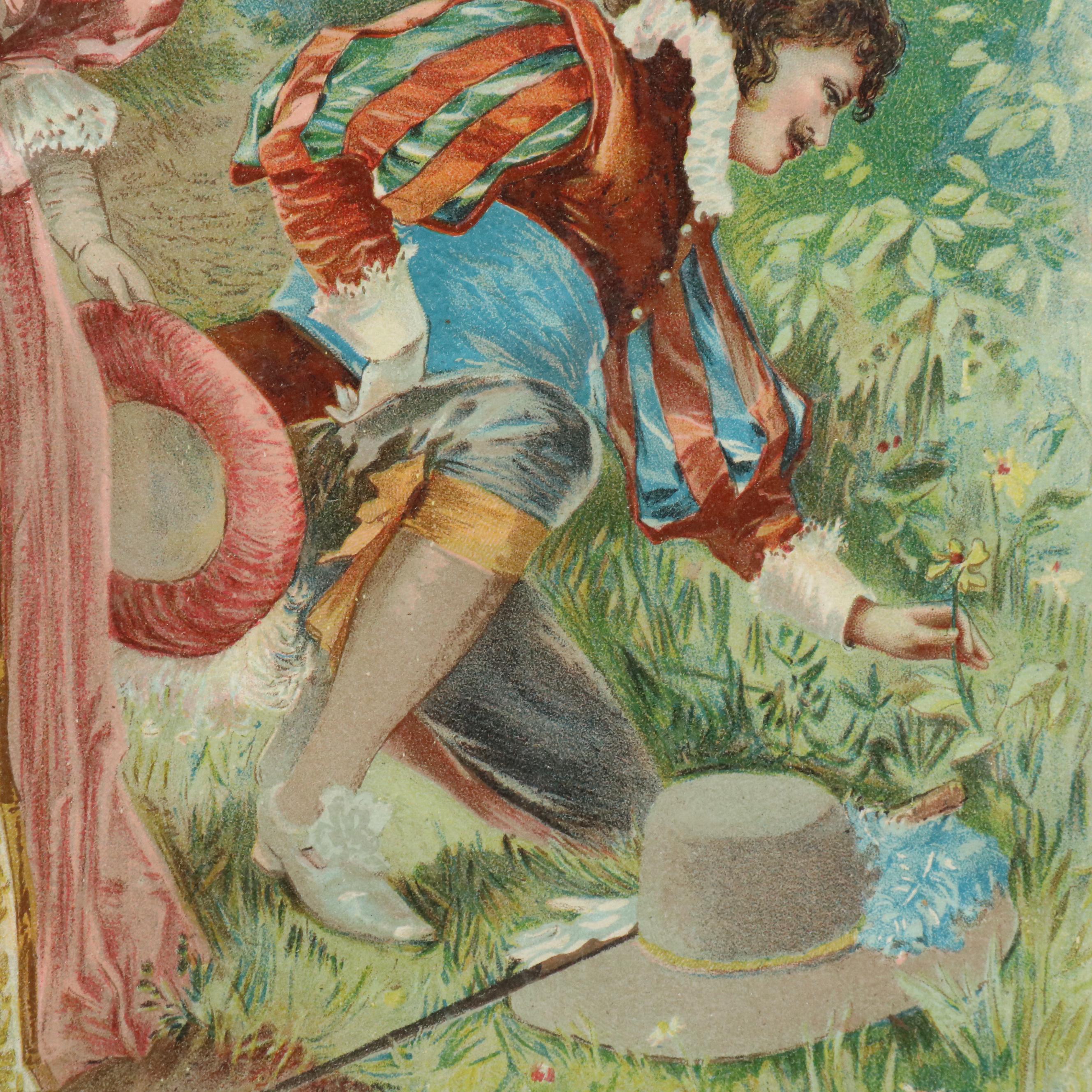 Victorian Chromolithograph of Fête Galante-Style Scene