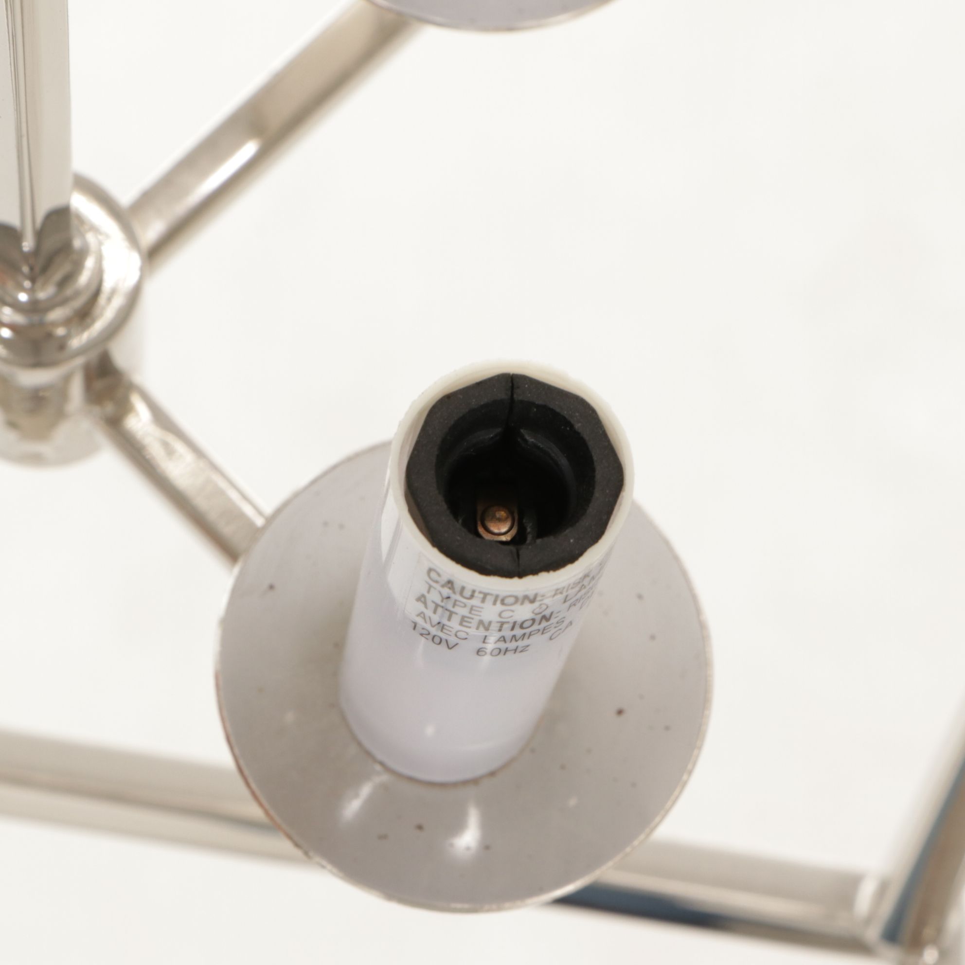 Pair of Postrmodern Chrome Cage Four-Light Pendants, 21st Century