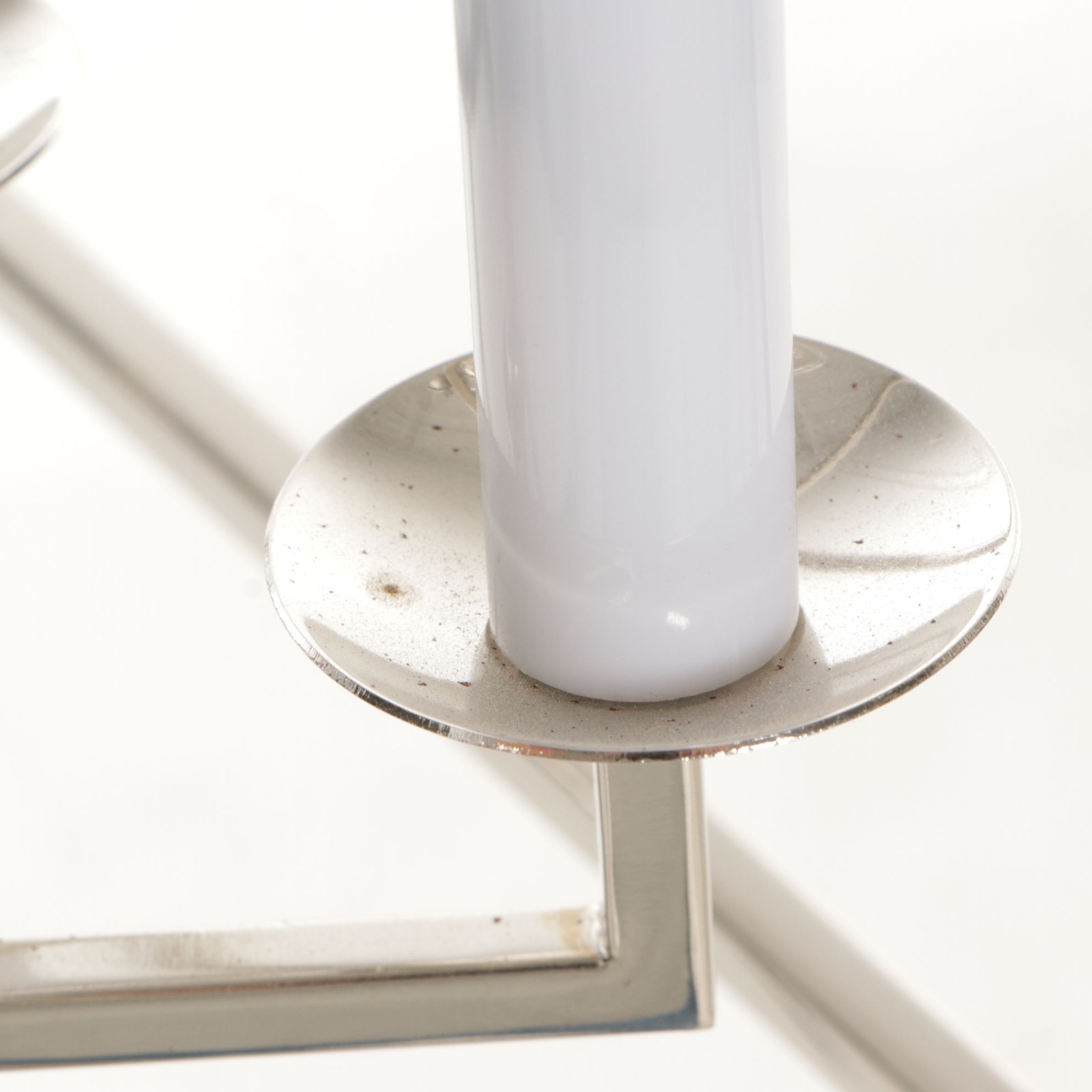 Pair of Postrmodern Chrome Cage Four-Light Pendants, 21st Century