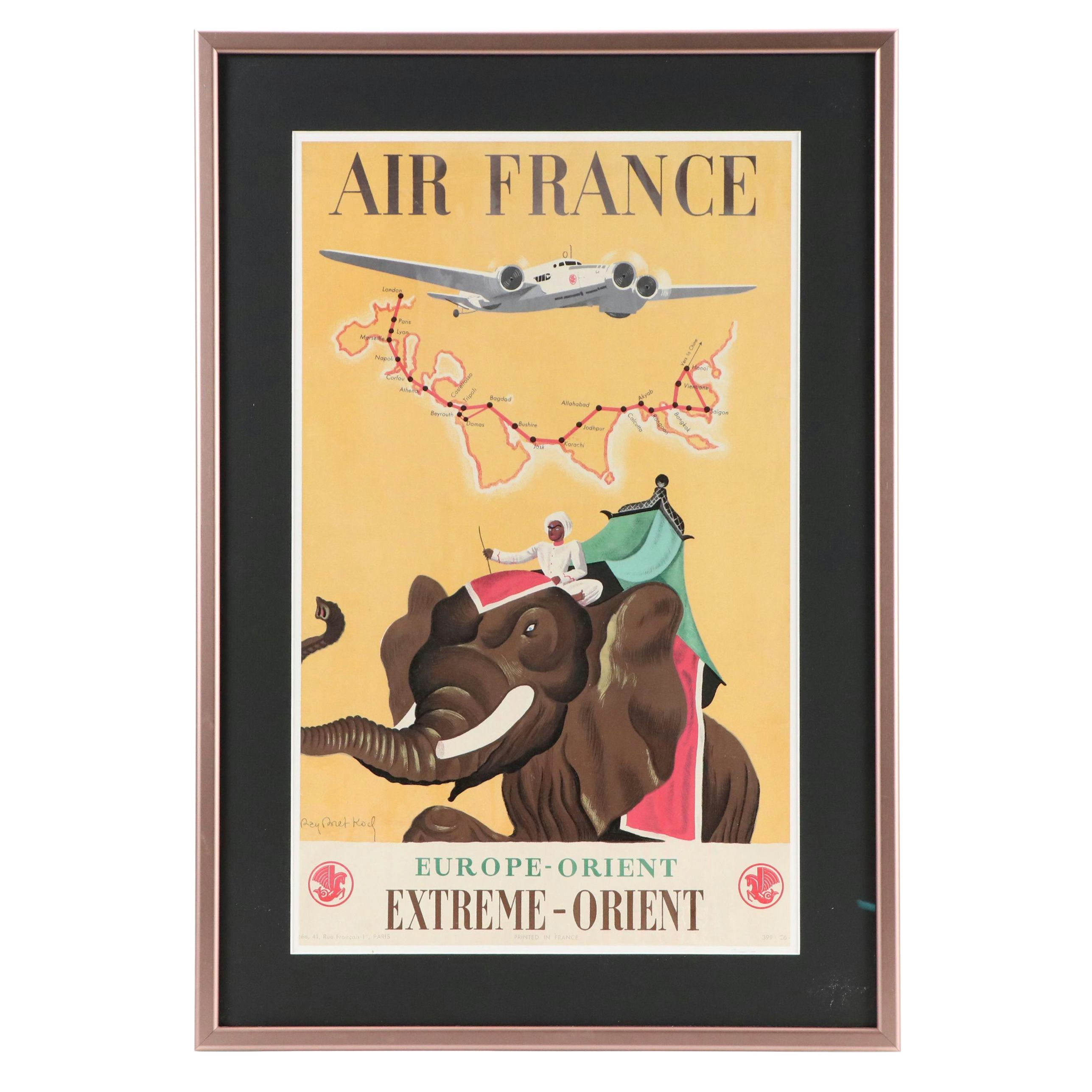 Air France Color Lithograph Poster After Ray Bret Koch, Early to Mid-20th C.