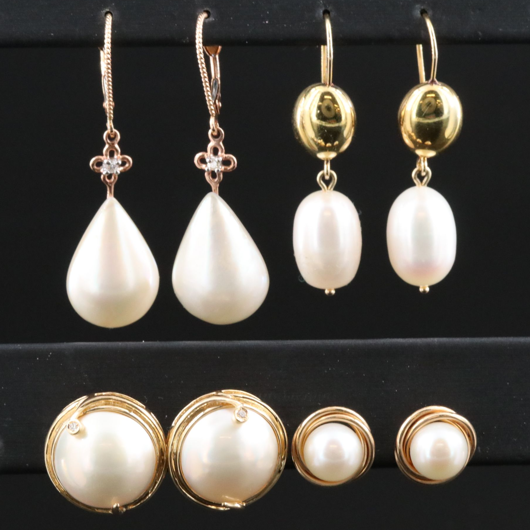 14K Pearl and Diamond Earring Selection