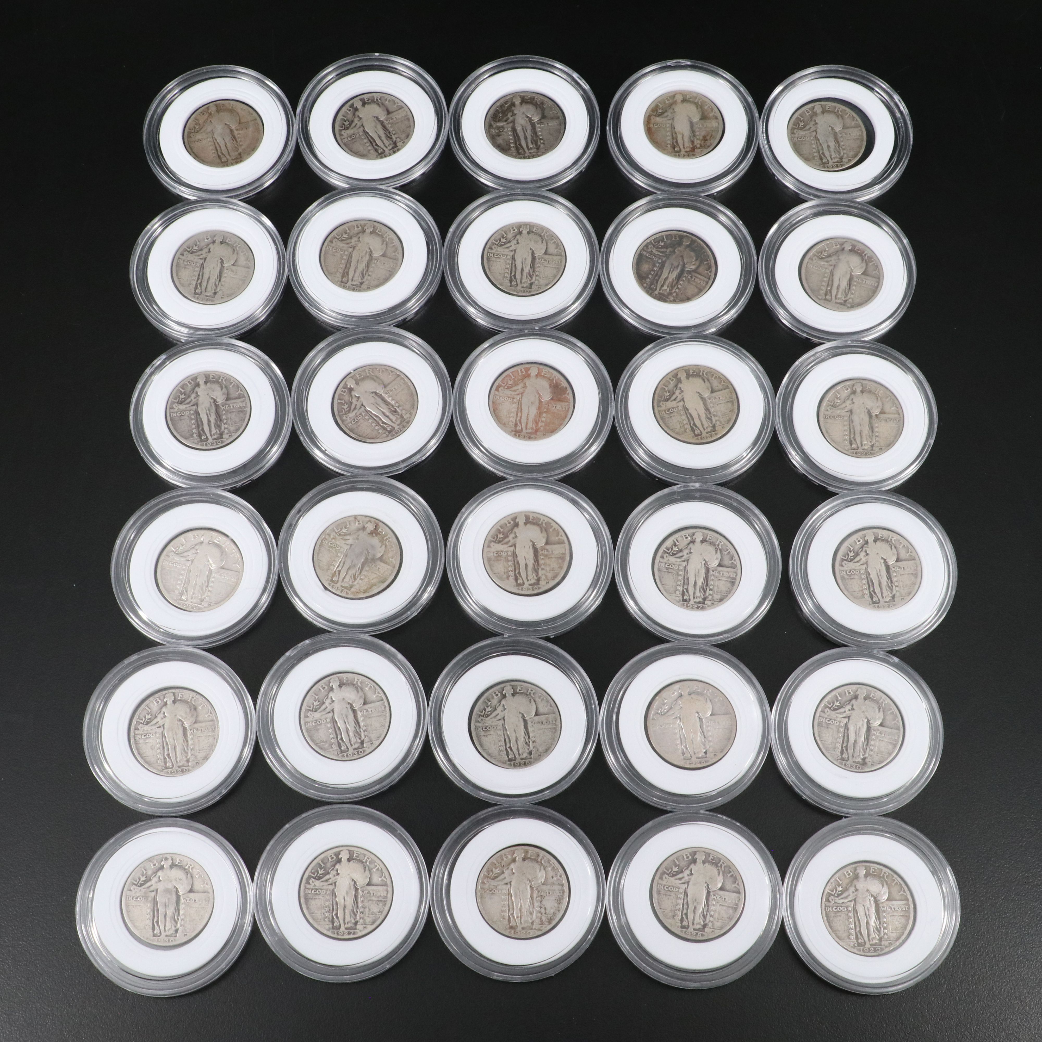 Thirty Assorted Date Standing Liberty Silver Quarters