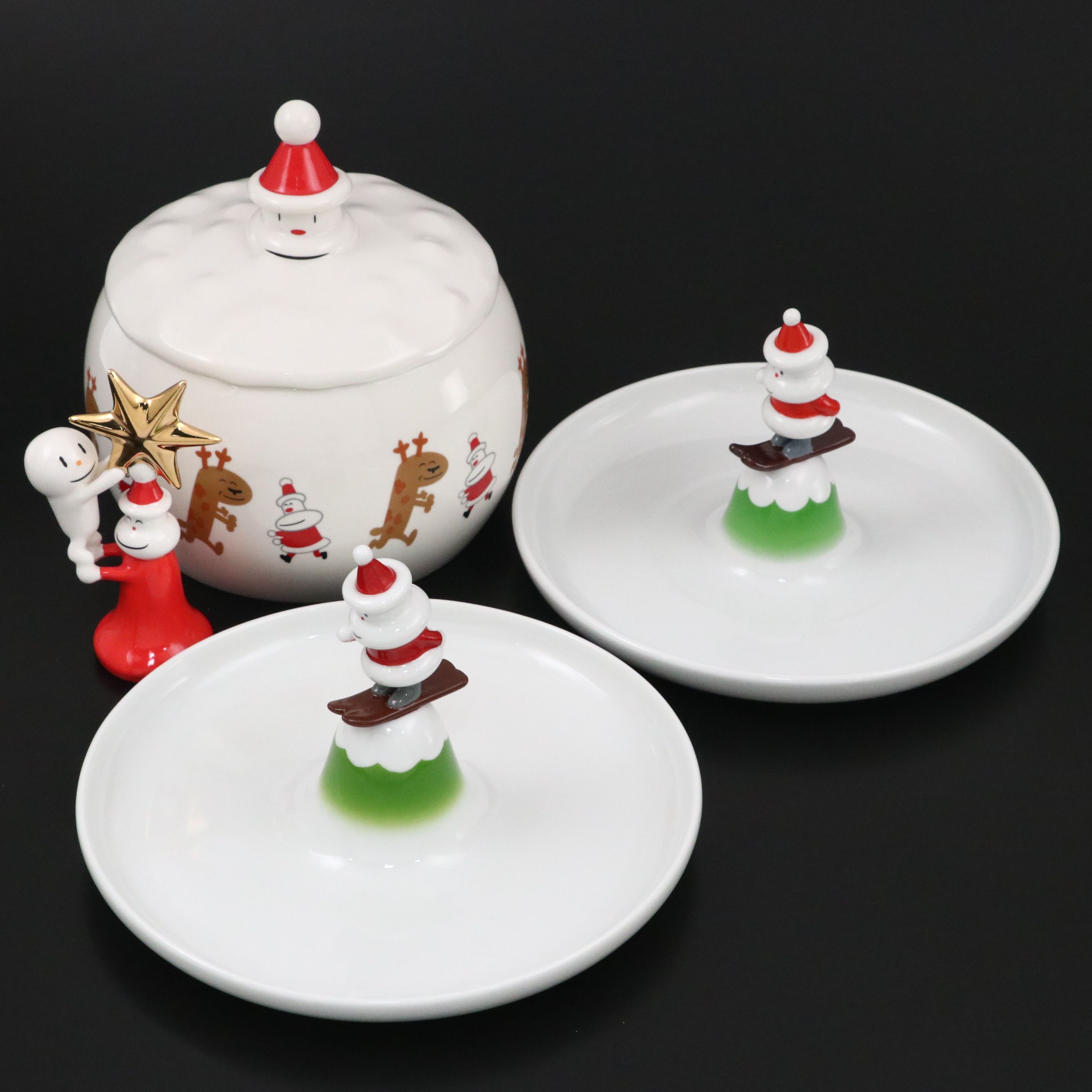 di Alessi "Let it Snow" Biscuit Jar with Other Christmas-Themed Serving Pieces