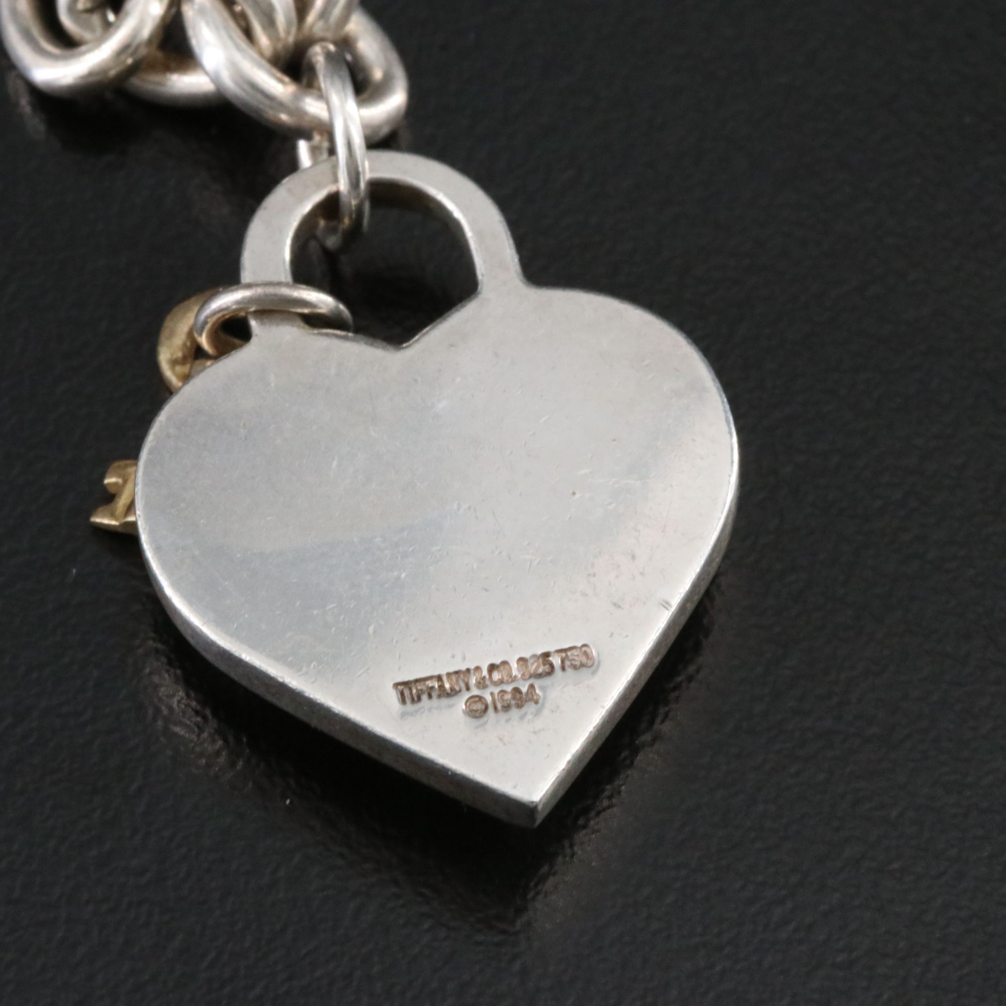Tiffany & Co. Sterling and 18K Heart Lock Key Necklace