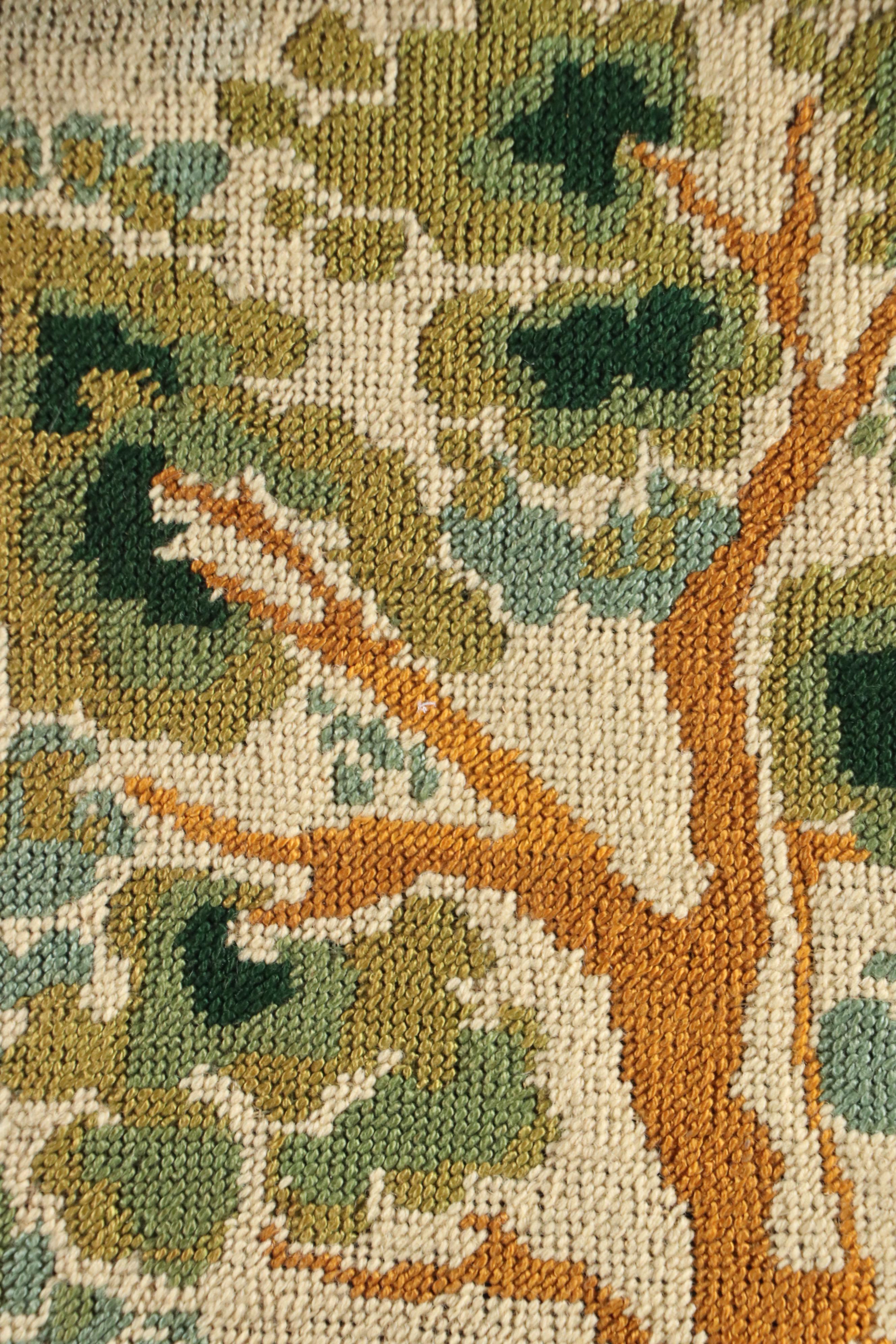 Handmade Needlepoint of Japanese Landscape and Woman with Parasol, 20th Century