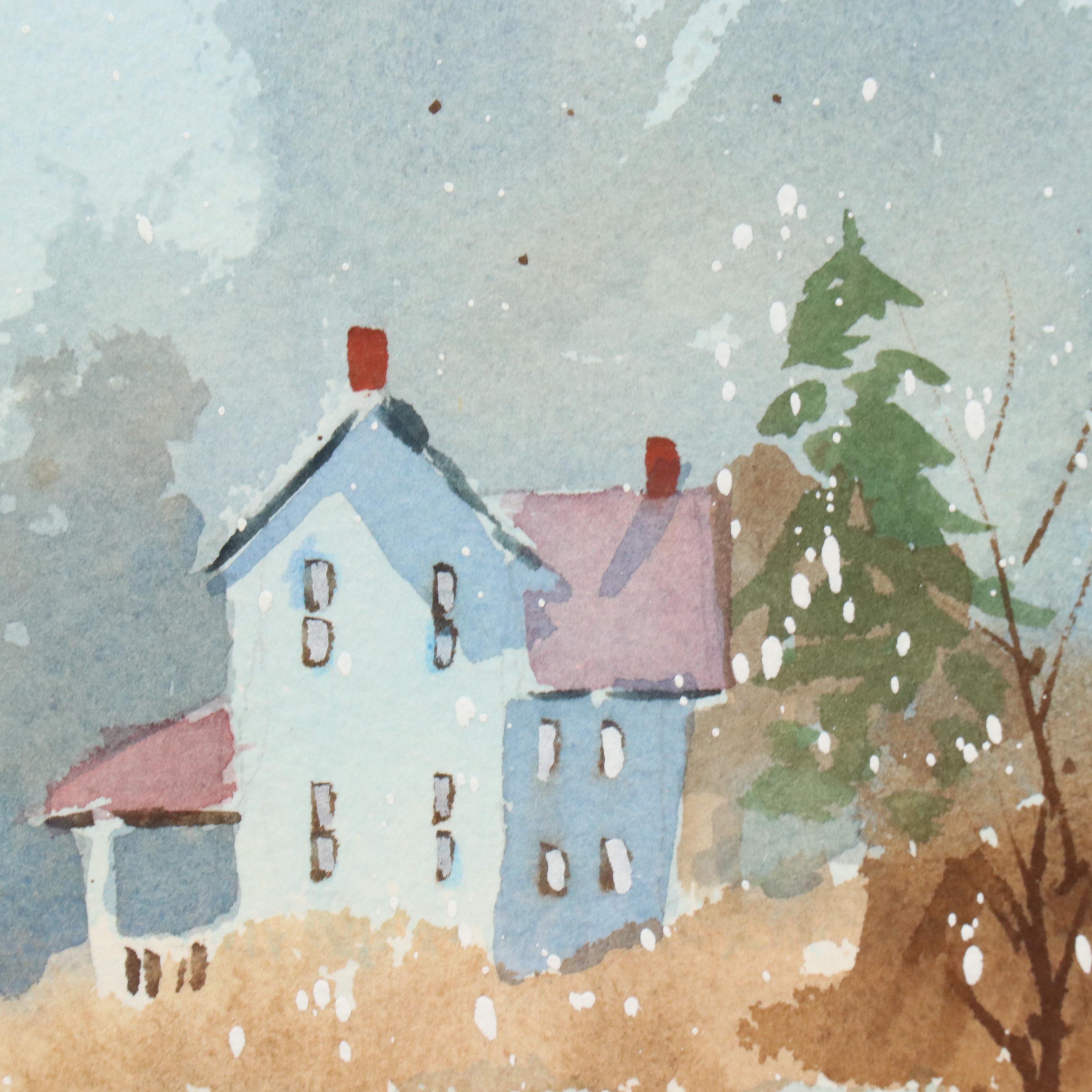 Joseph R. Stasny Watercolor Painting of Rural Landscape With Cabin