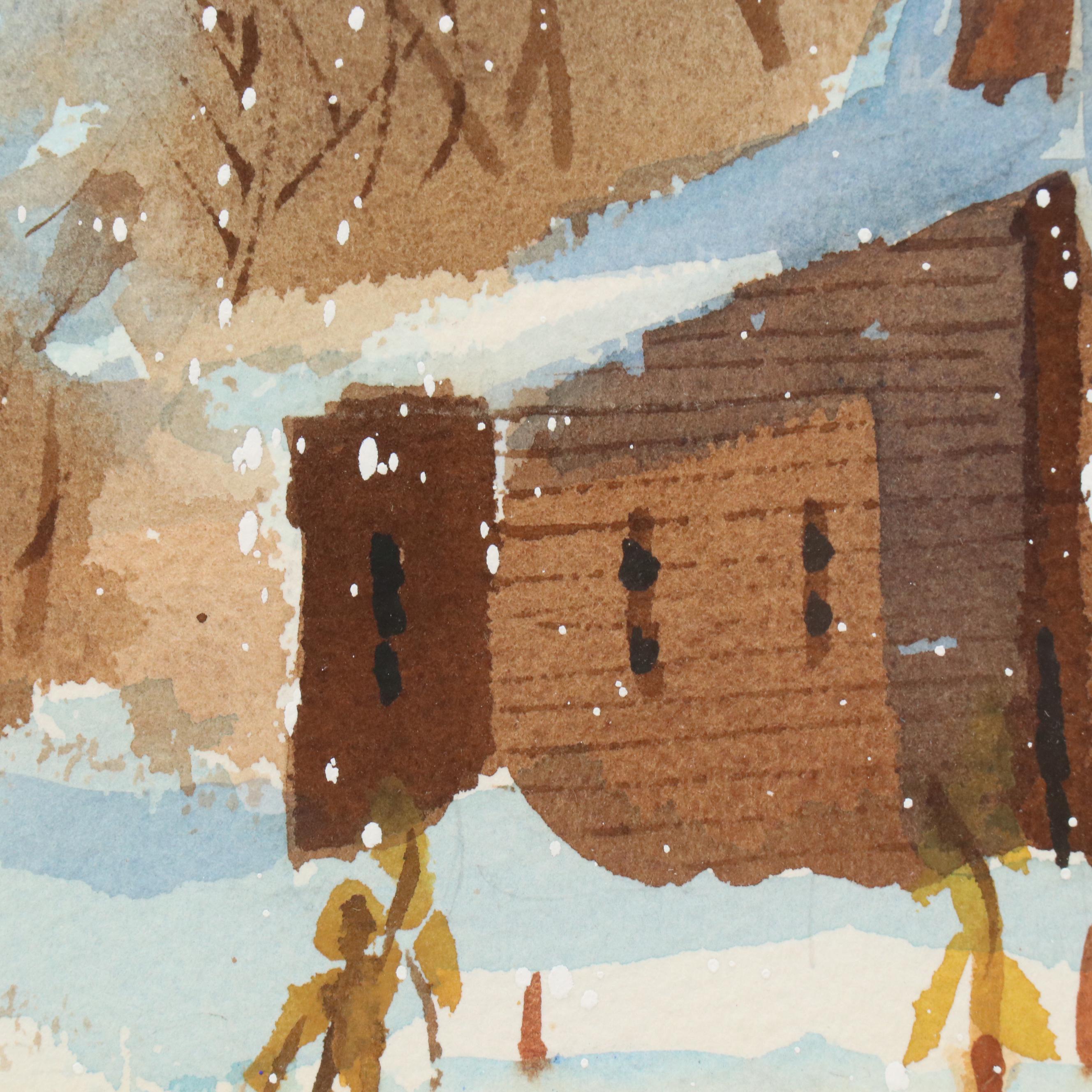 Joseph R. Stasny Watercolor Painting of Rural Landscape With Cabin