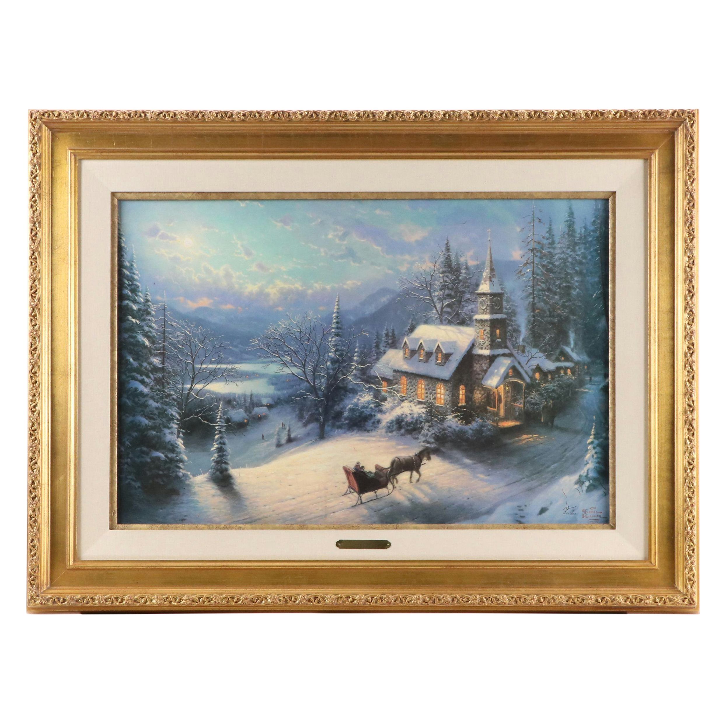 Thomas Kinkade Offset Lithograph "Sunday Evening Sleigh Ride"