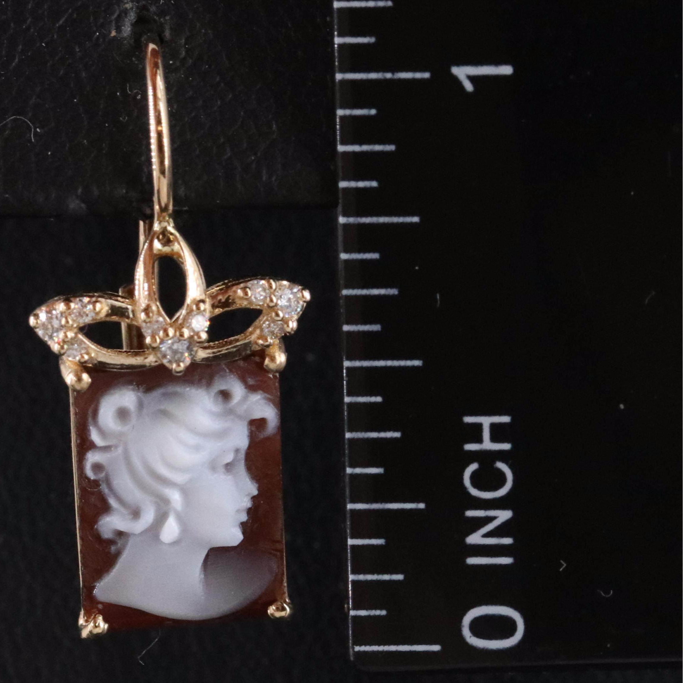 14K Shell Cameo Earrings
