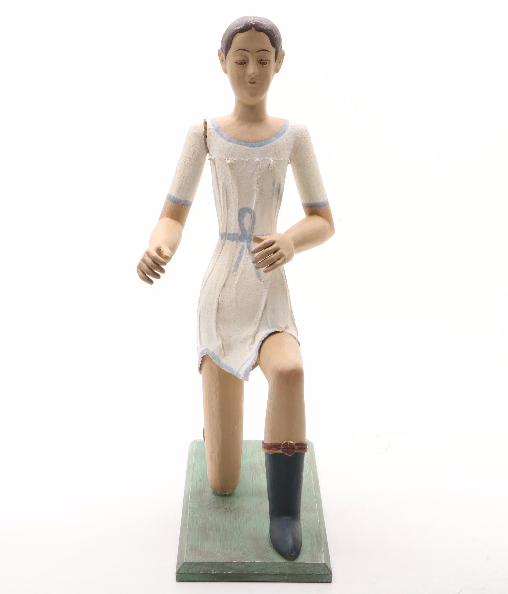 Spanish Santos Style Kneeling Figural Sculpture