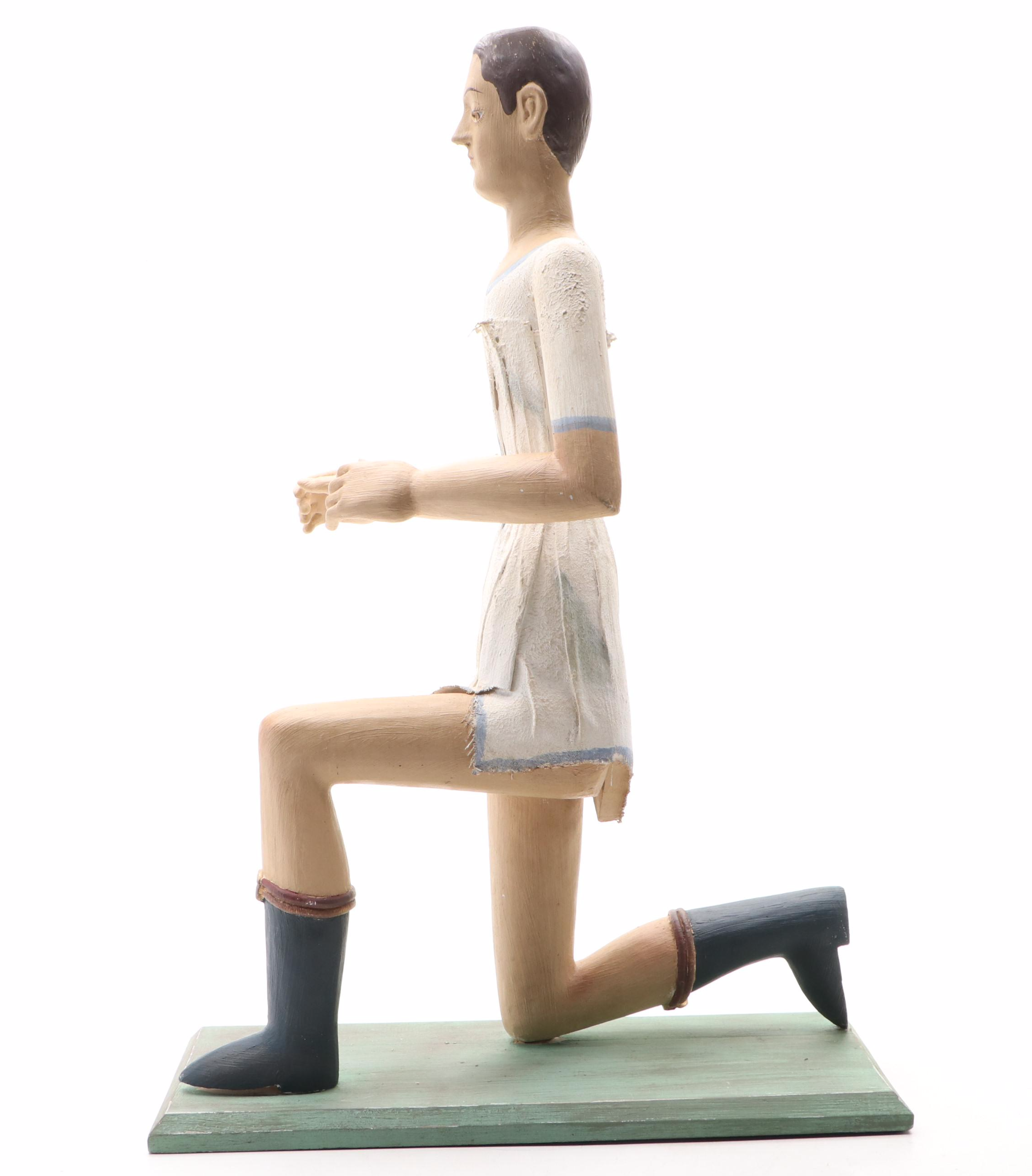 Spanish Santos Style Kneeling Figural Sculpture