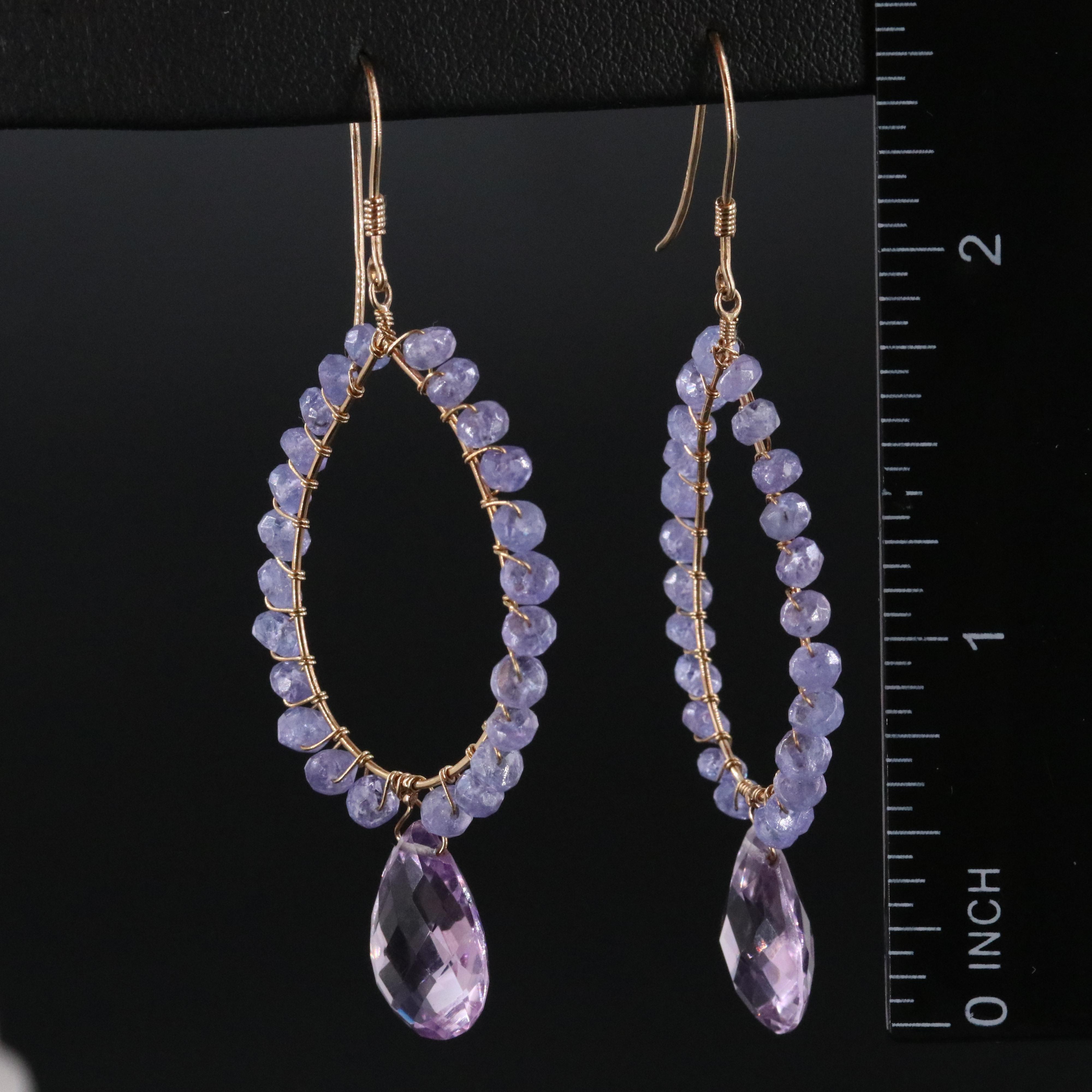 14K Amethyst and Tanzanite Earrings