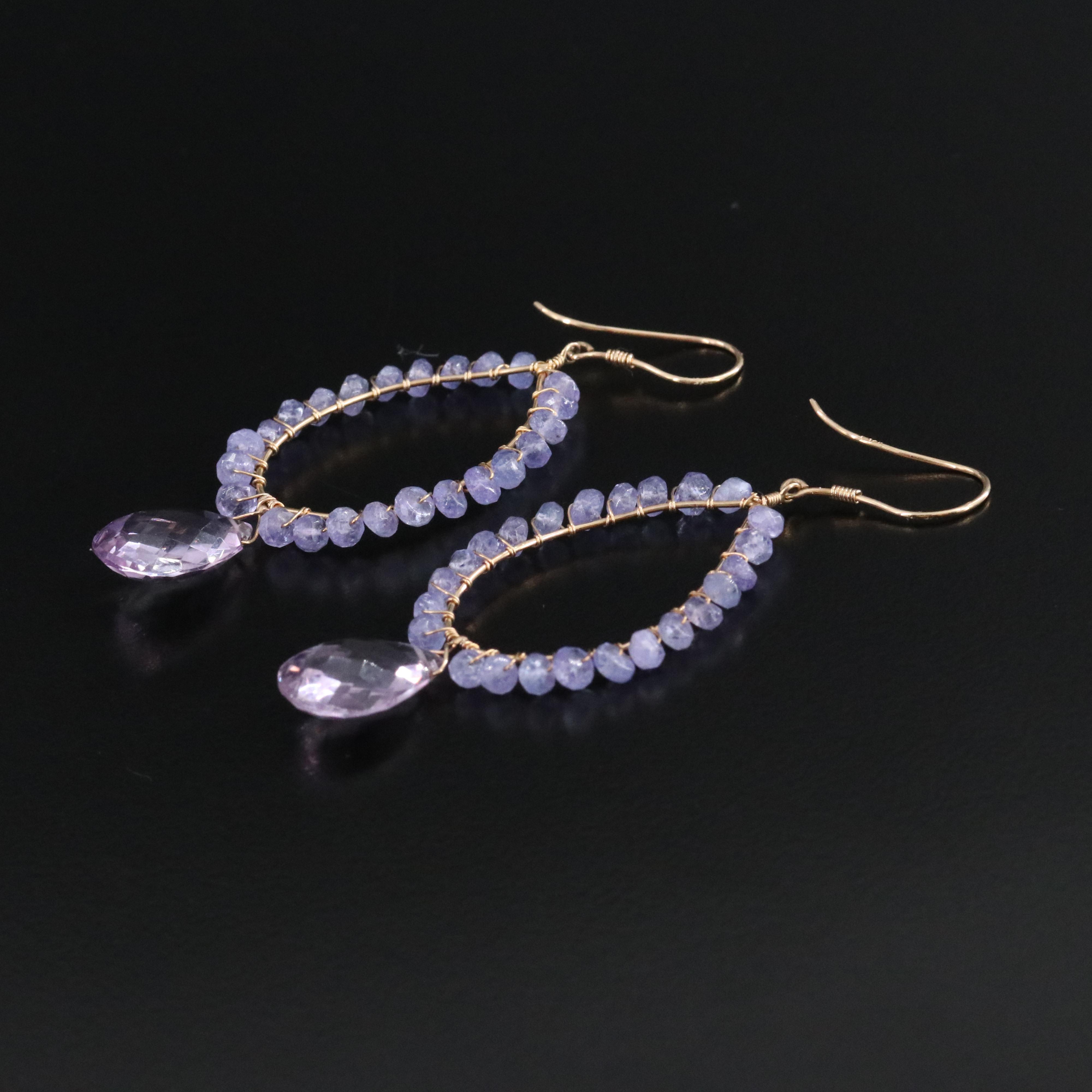 14K Amethyst and Tanzanite Earrings