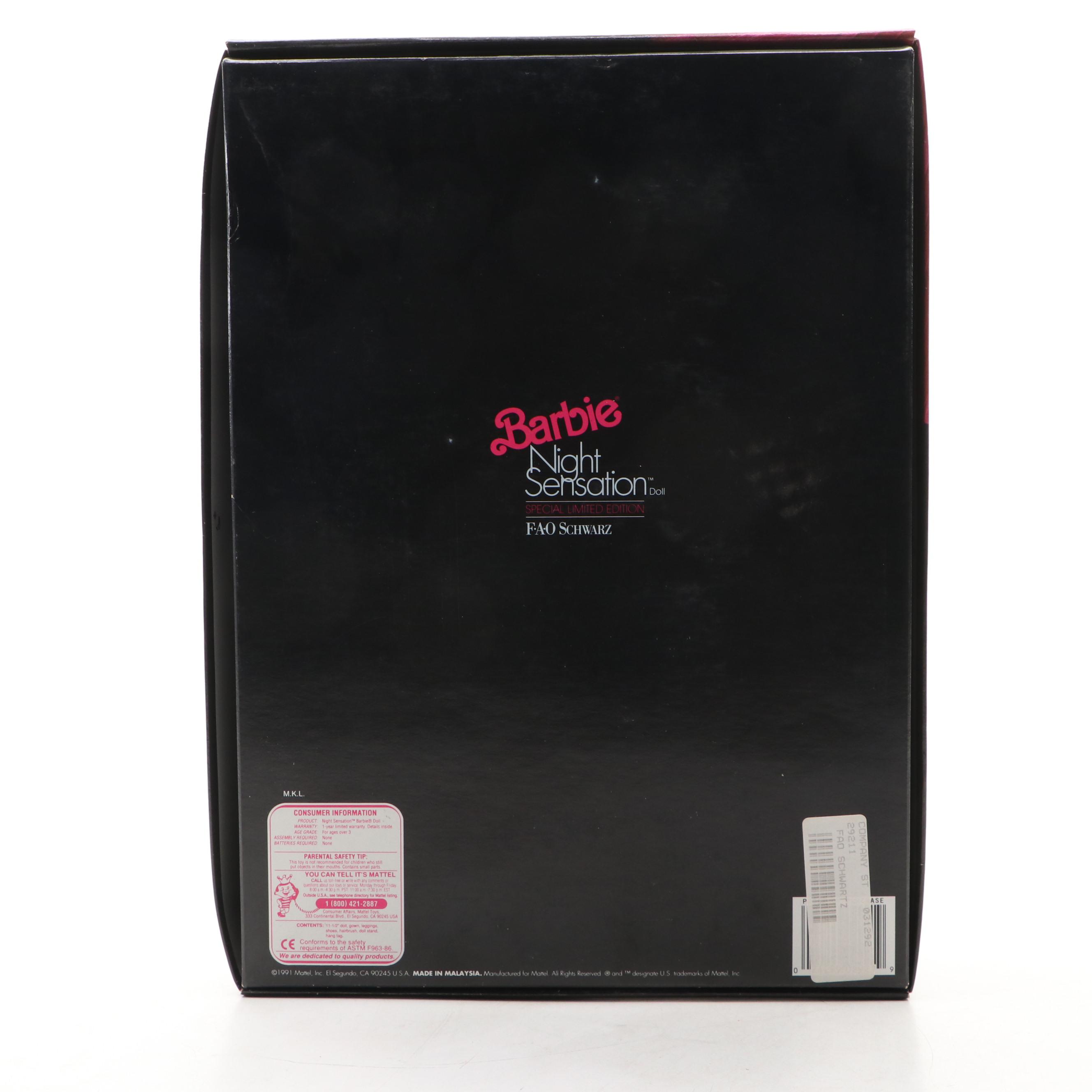 Mattel "Nigh Sensation" FAO Schwarz Special Limited Edition Barbie Doll, 1991
