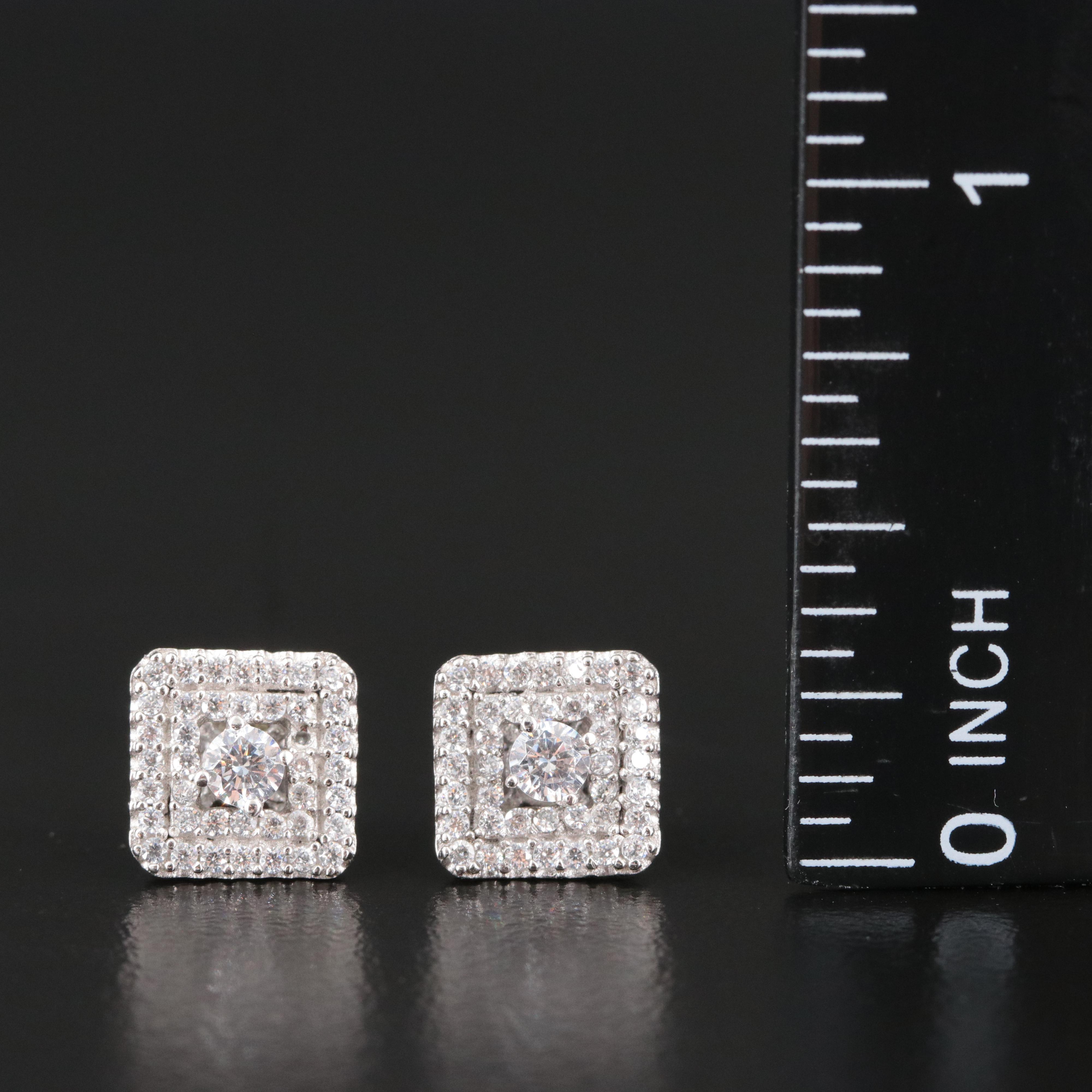 Sterling Cubic Zirconia Geometric Stud Earrings