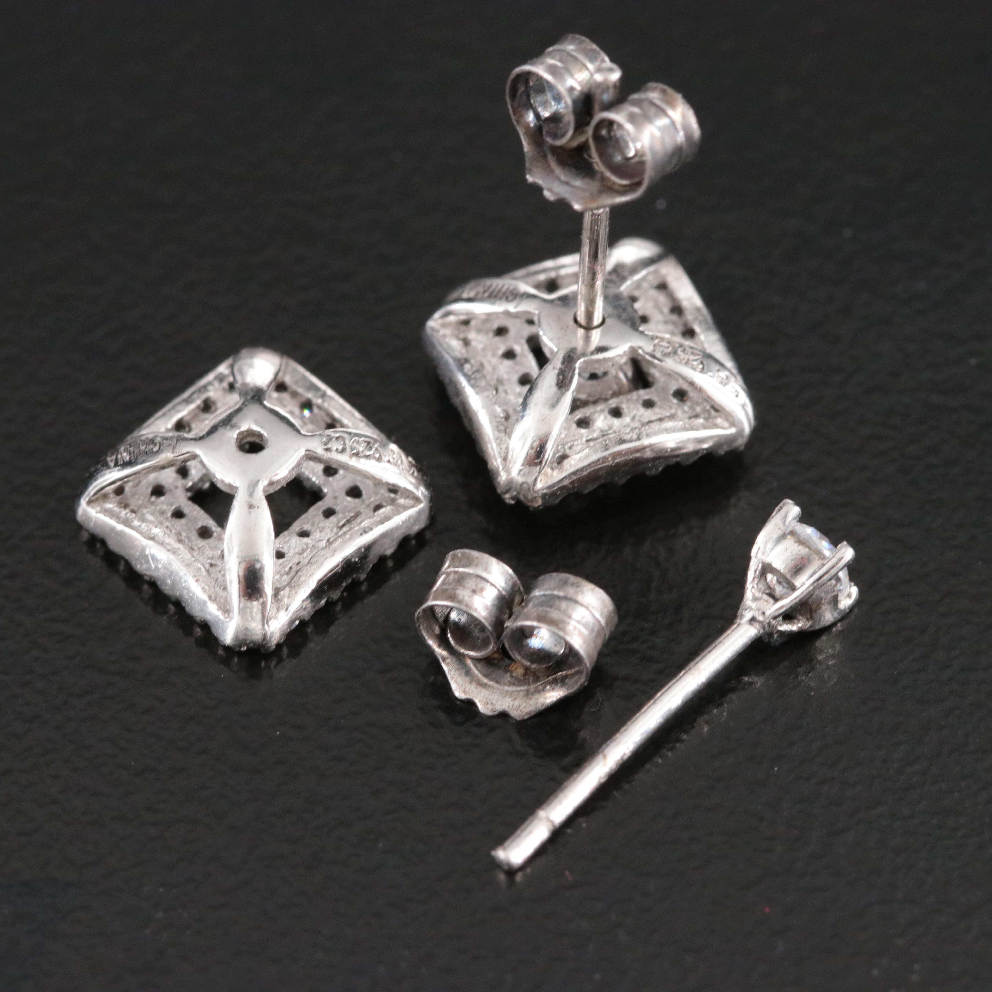Sterling Cubic Zirconia Geometric Stud Earrings