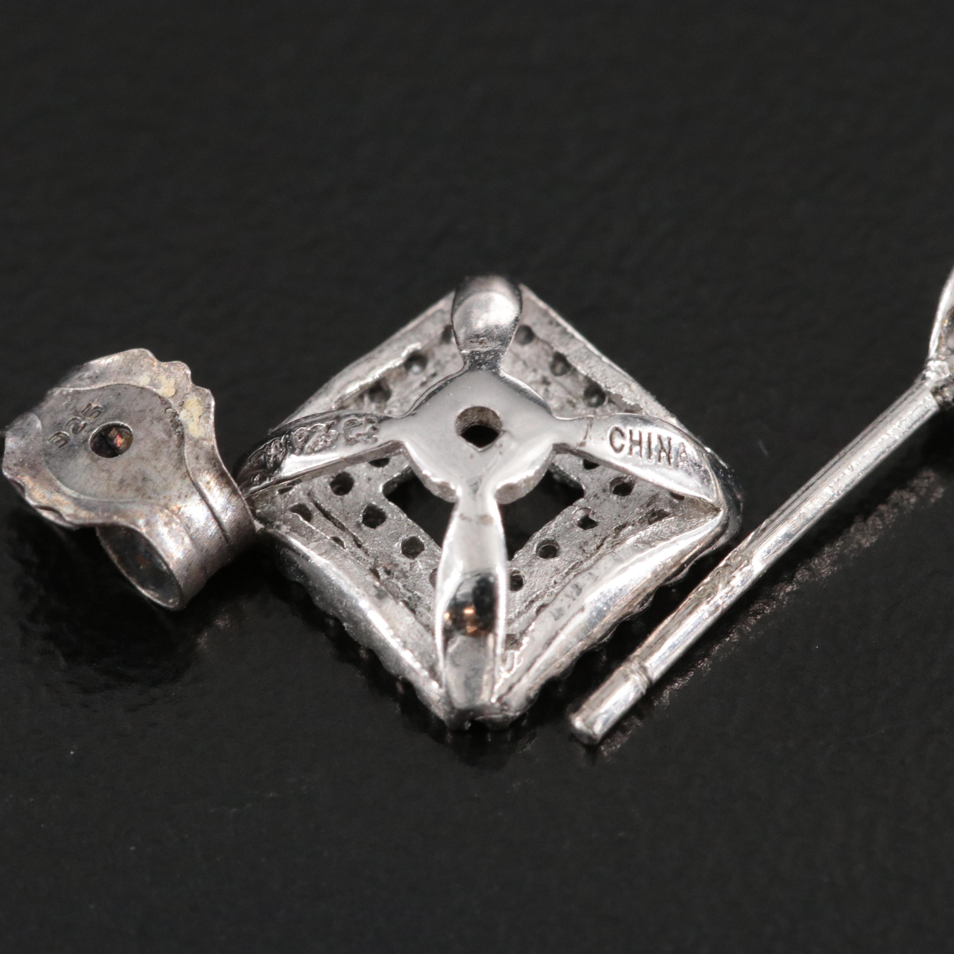 Sterling Cubic Zirconia Geometric Stud Earrings