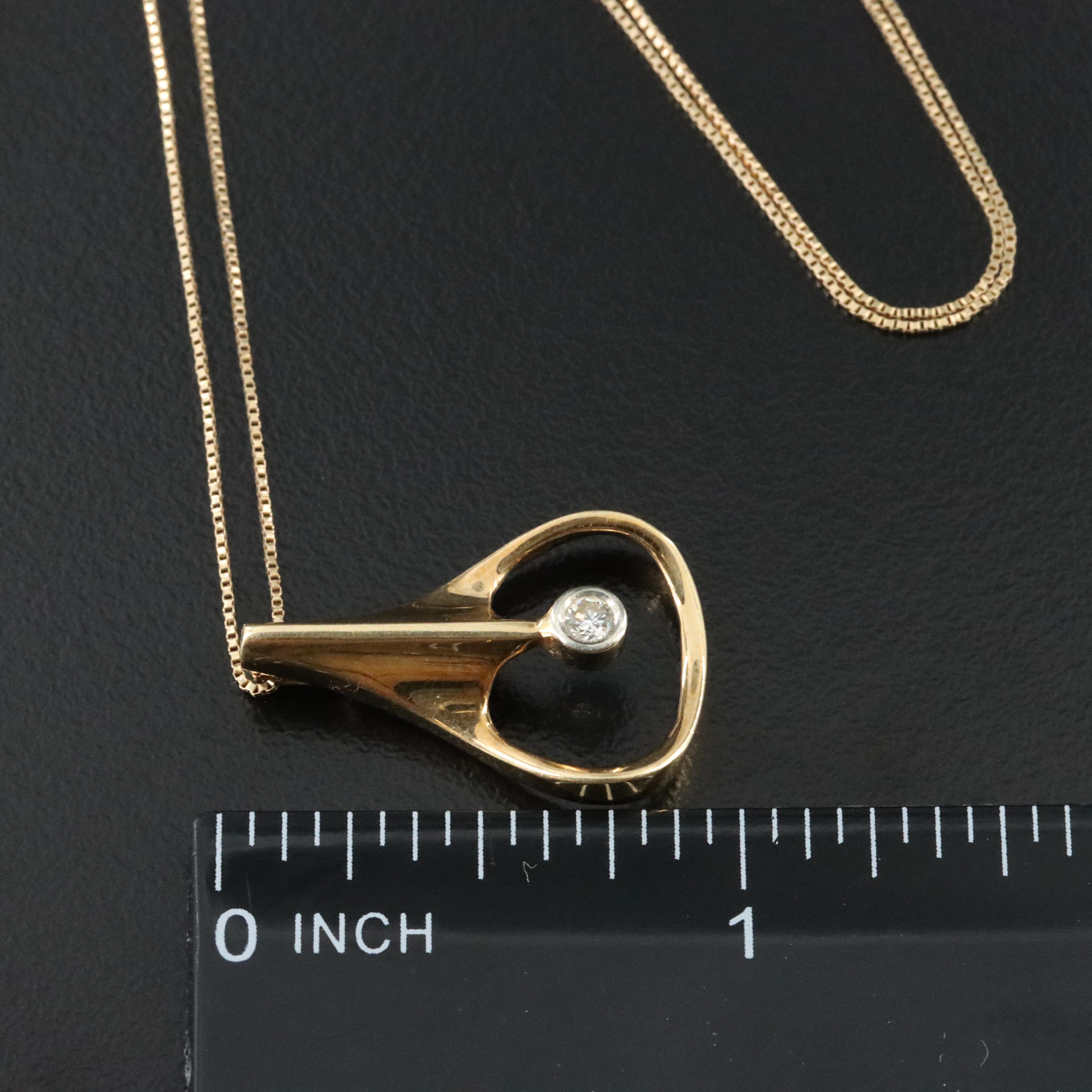 14K 0.06 CT Diamond Pendant Necklace