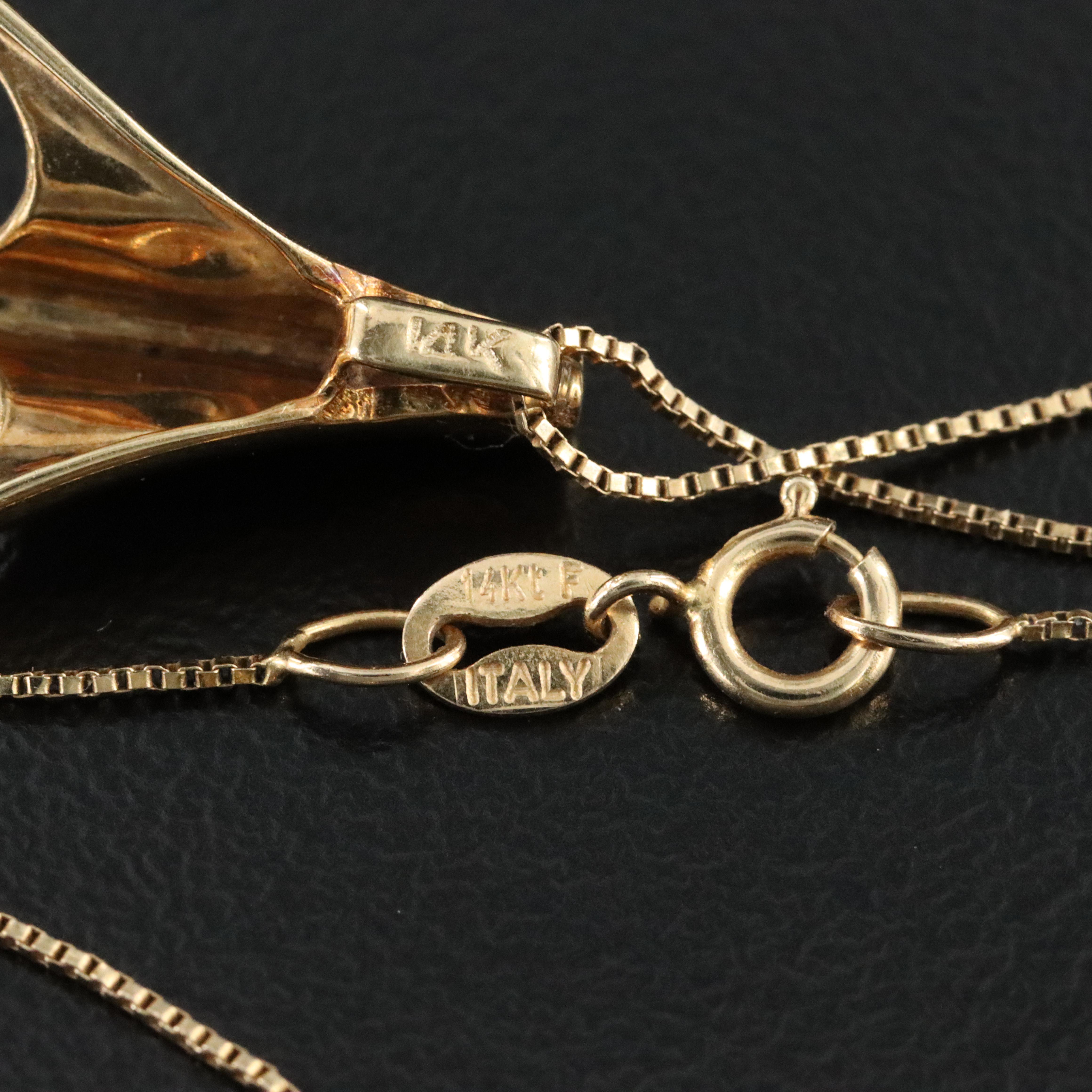 14K 0.06 CT Diamond Pendant Necklace