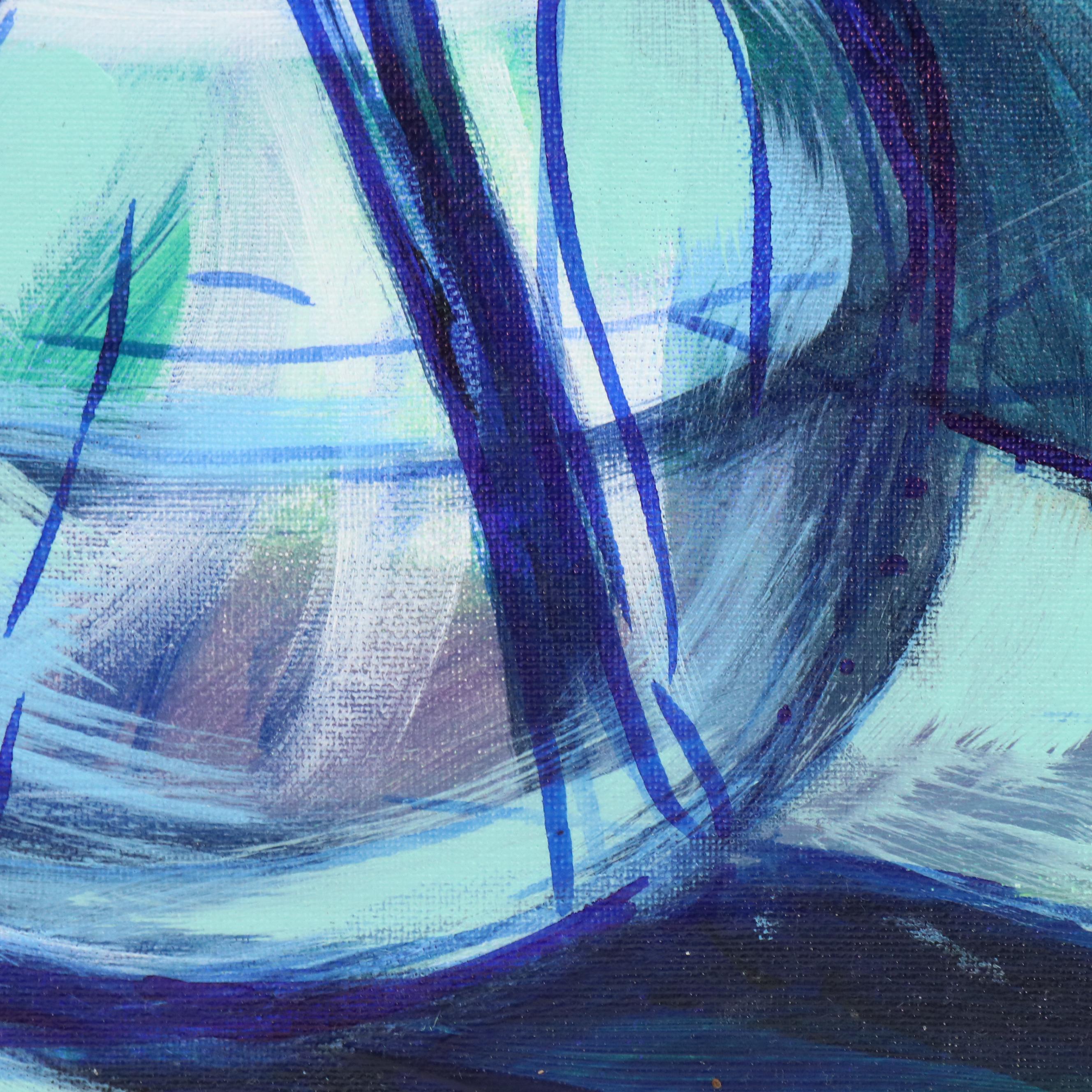 Lanre Buraimoh Stylized Floral Mixed Media Painting, 2015