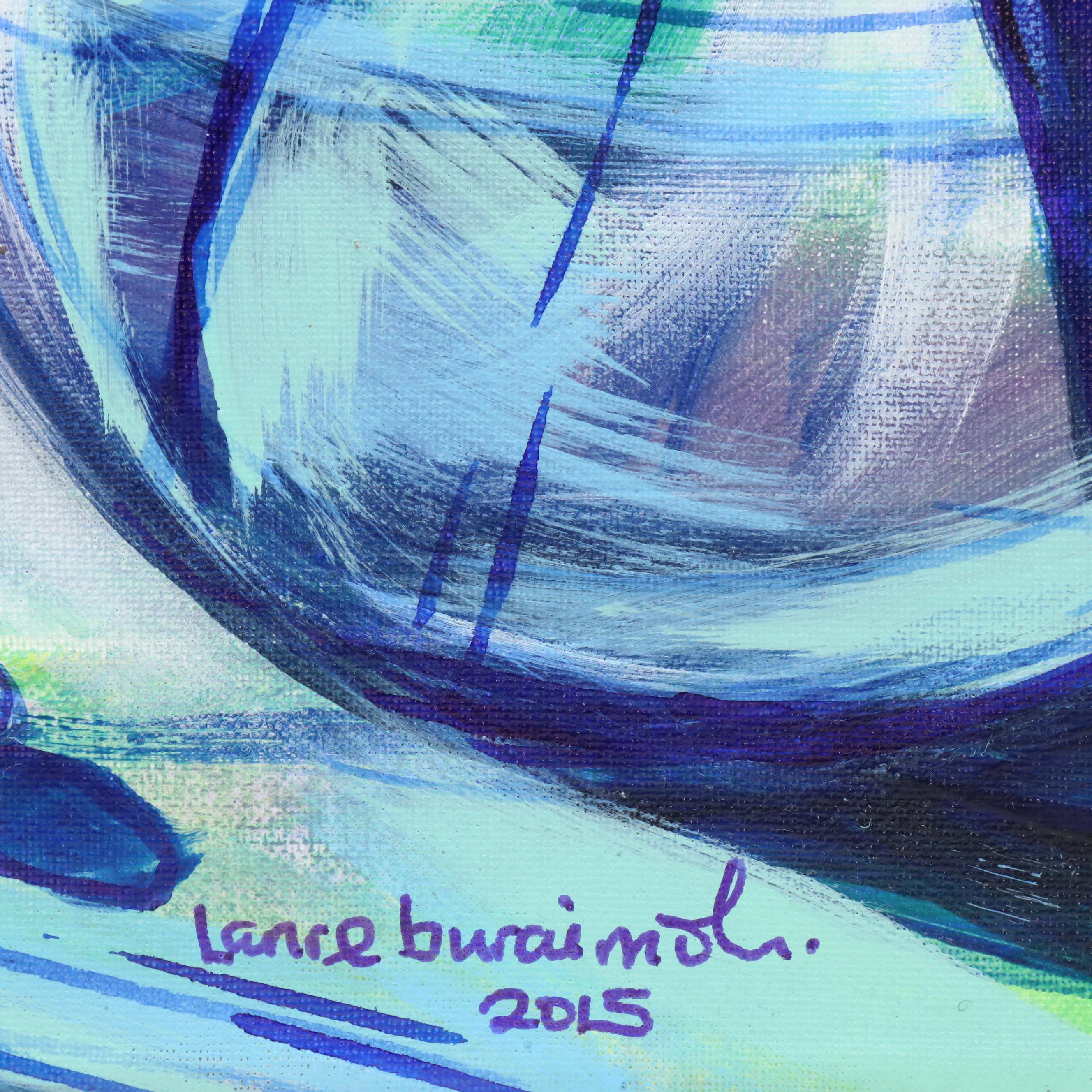 Lanre Buraimoh Stylized Floral Mixed Media Painting, 2015