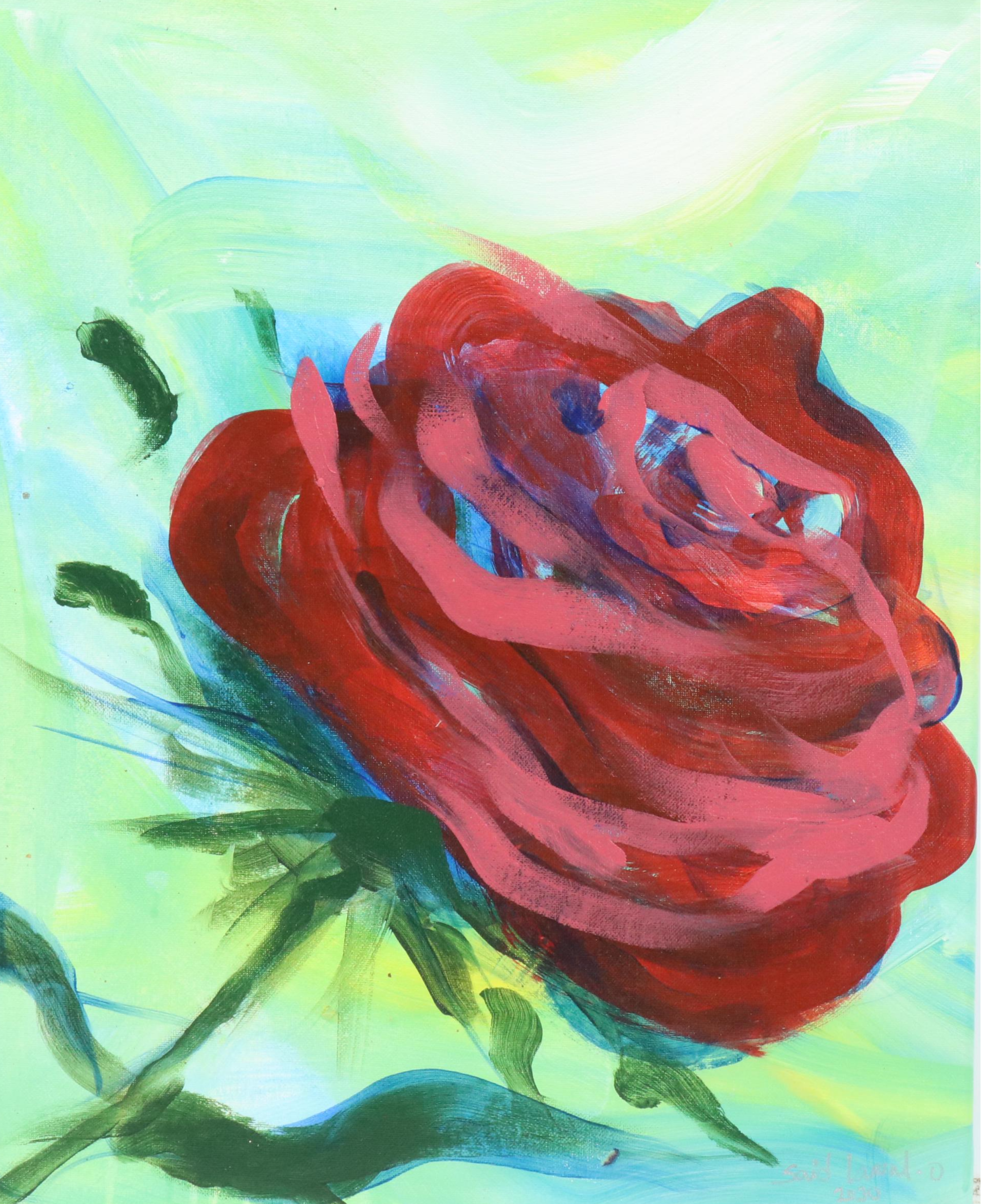 Said Oladejo-lawal Stylized Floral Acrylic Painting, 2020