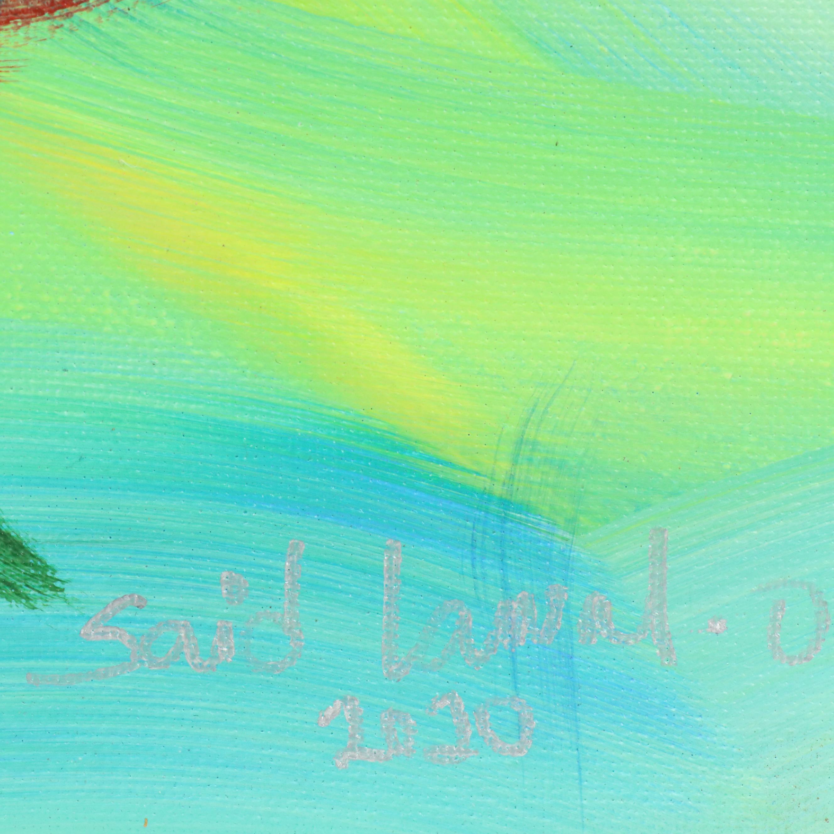 Said Oladejo-lawal Stylized Floral Acrylic Painting, 2020