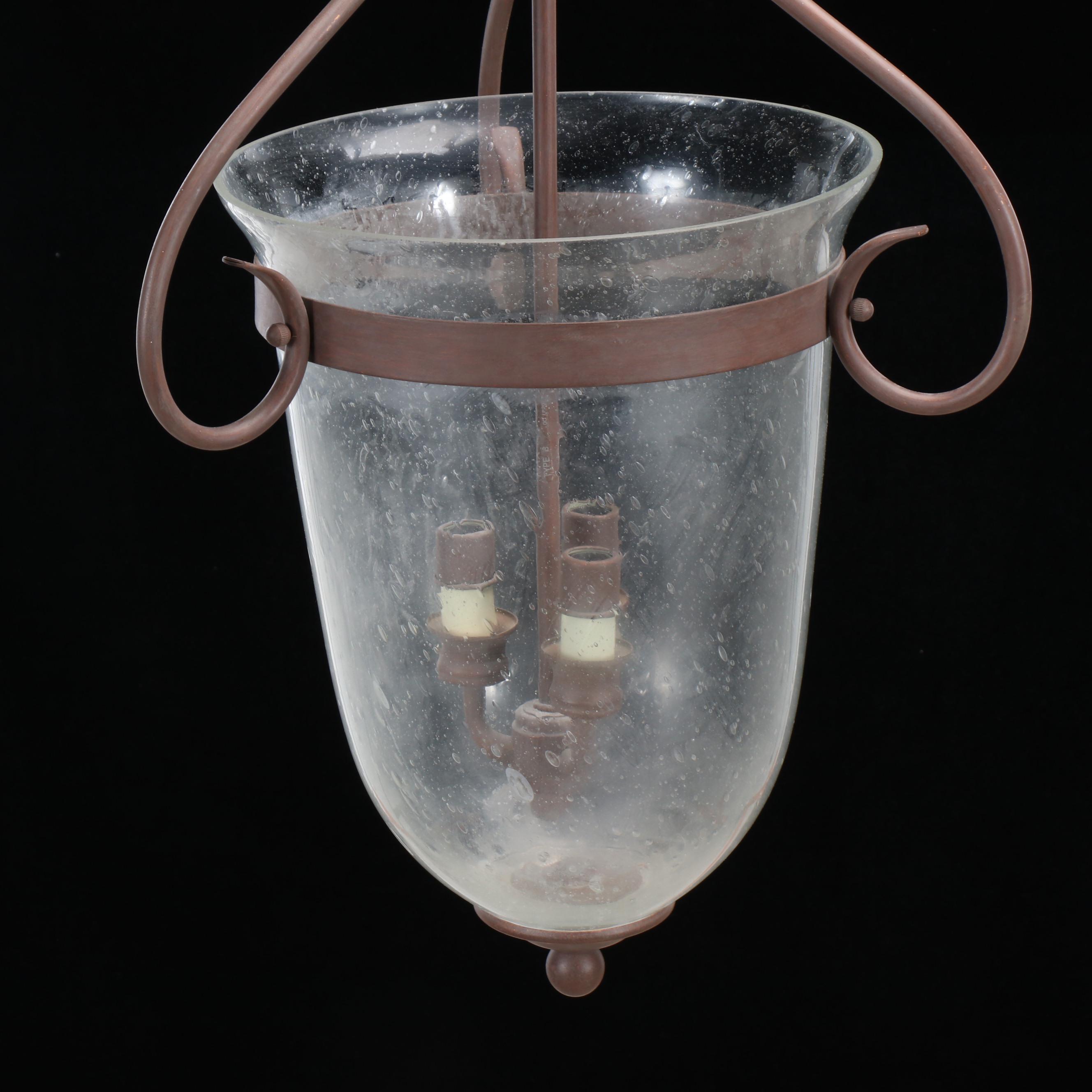 Matte Bronze Finish Seed Glass Urn Pendant Light, 21st Century