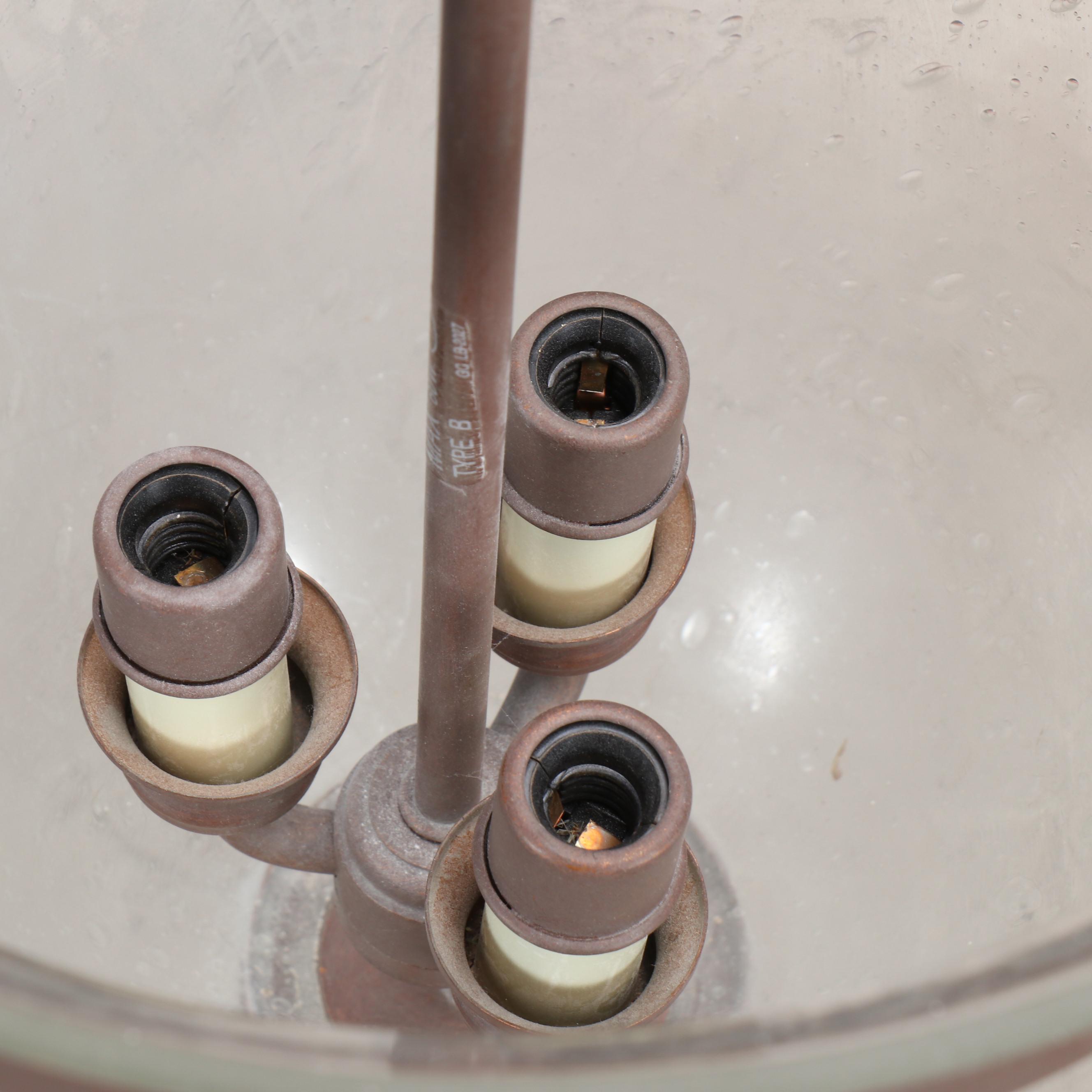 Matte Bronze Finish Seed Glass Urn Pendant Light, 21st Century