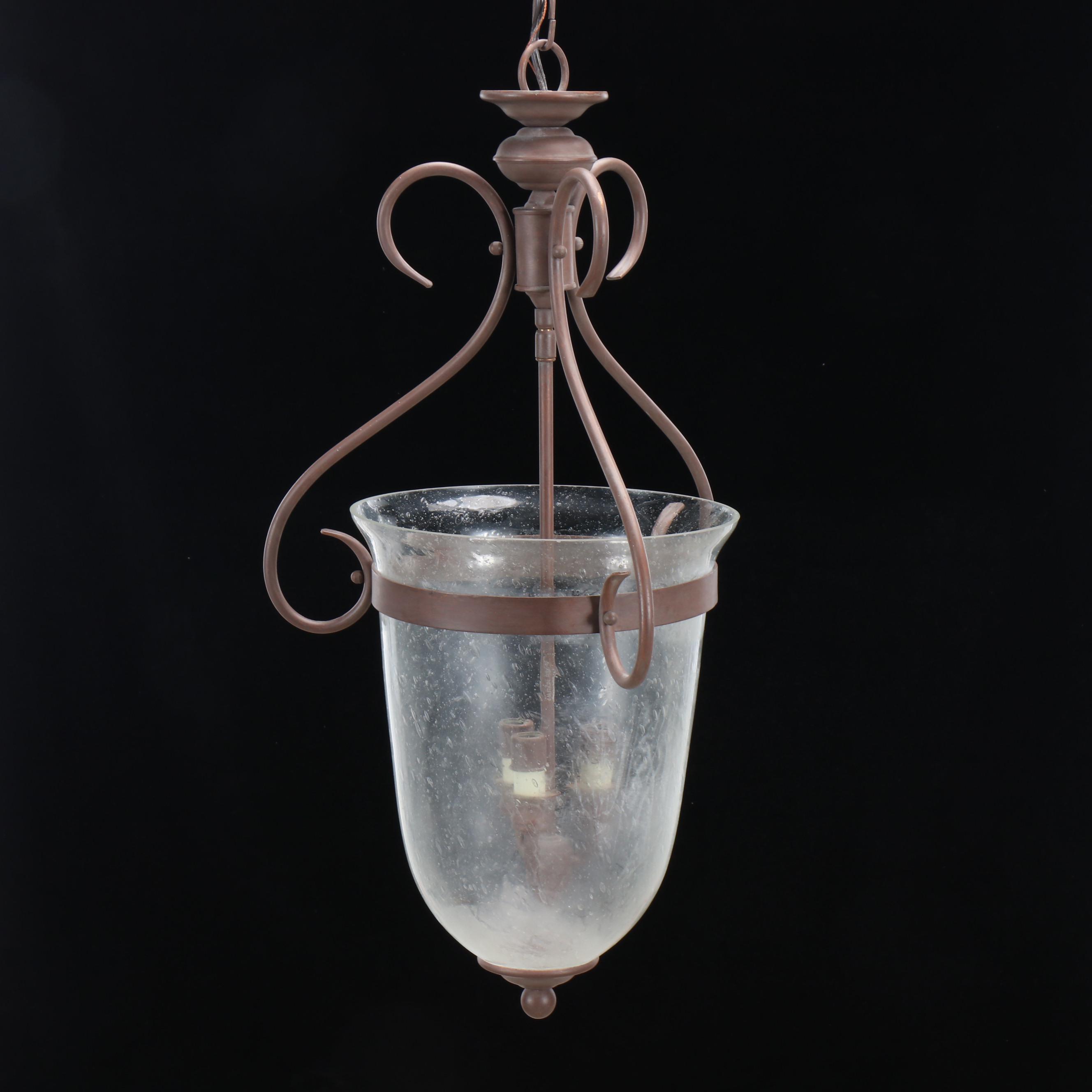 Matte Bronze Finish Seed Glass Urn Pendant Light, 21st Century