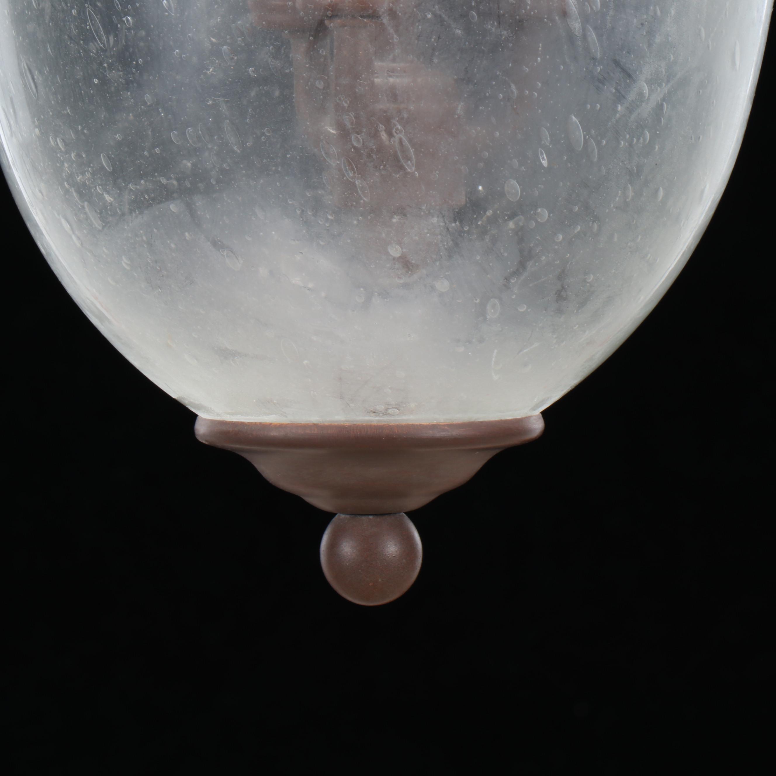 Matte Bronze Finish Seed Glass Urn Pendant Light, 21st Century