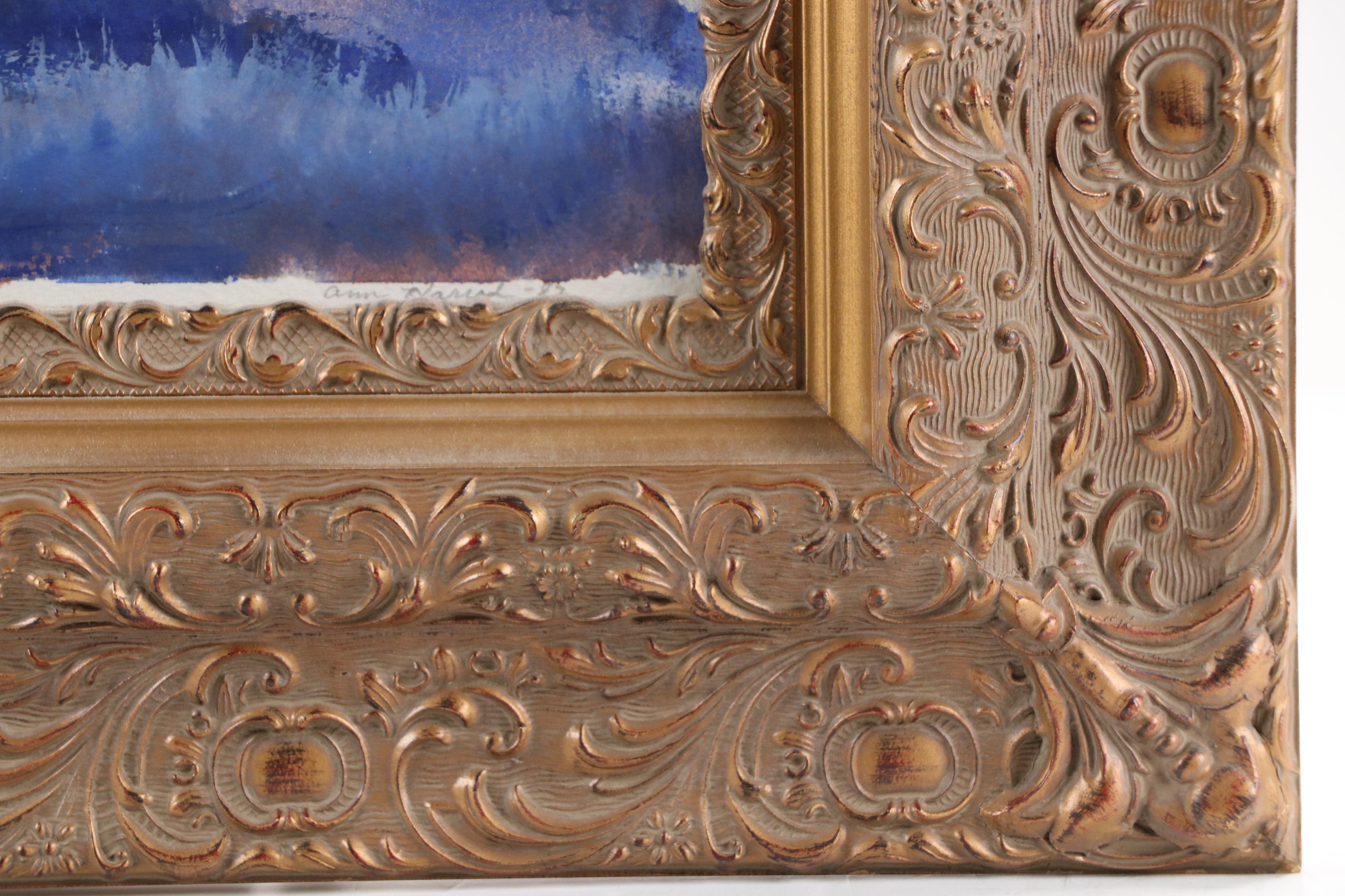 Ann Harrod Rural Landscape Watercolor Painting of House, 1982