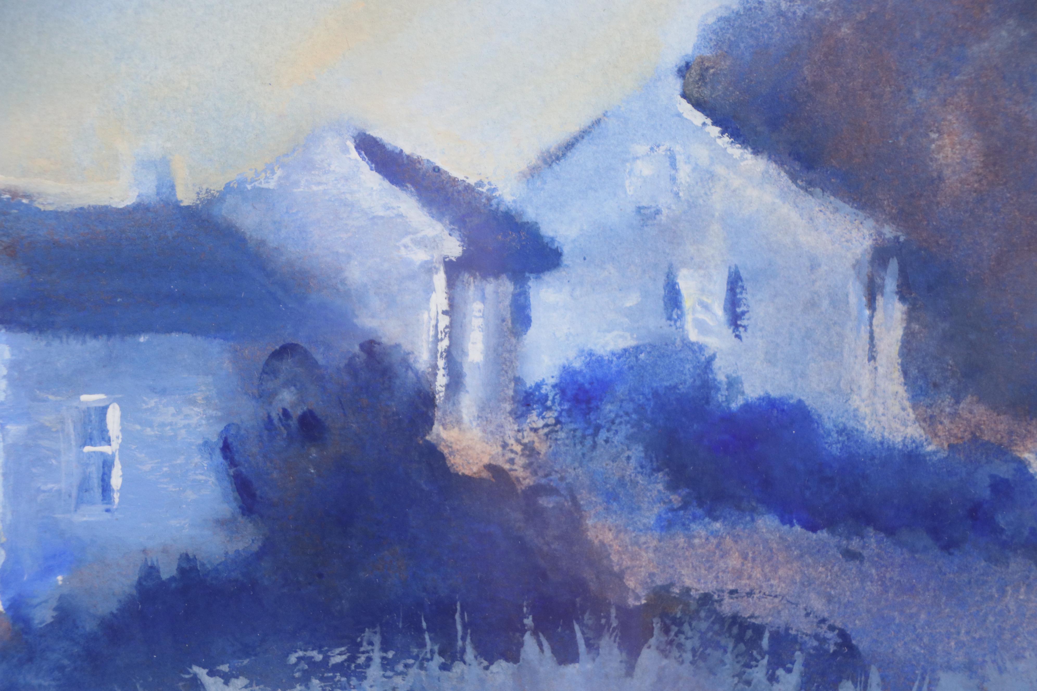 Ann Harrod Rural Landscape Watercolor Painting of House, 1982