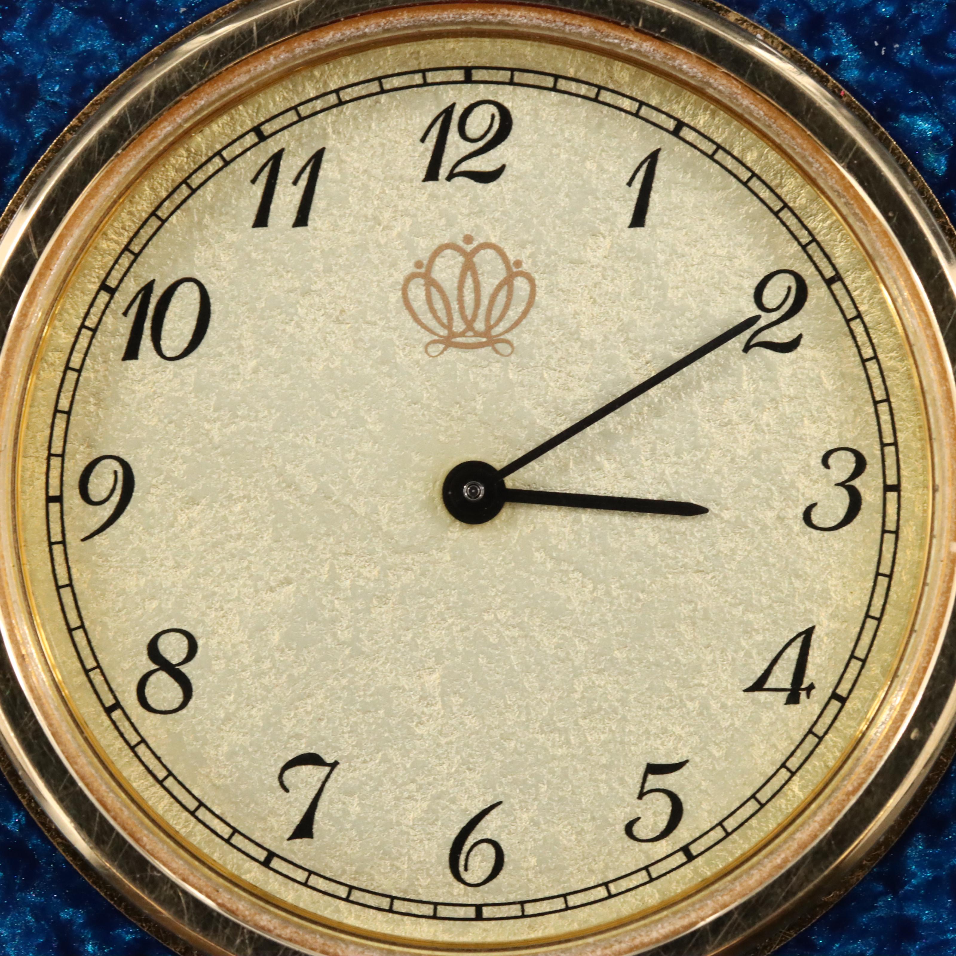 Mikimoto Vitreous Enamel and Pearl Brass Desk Clock